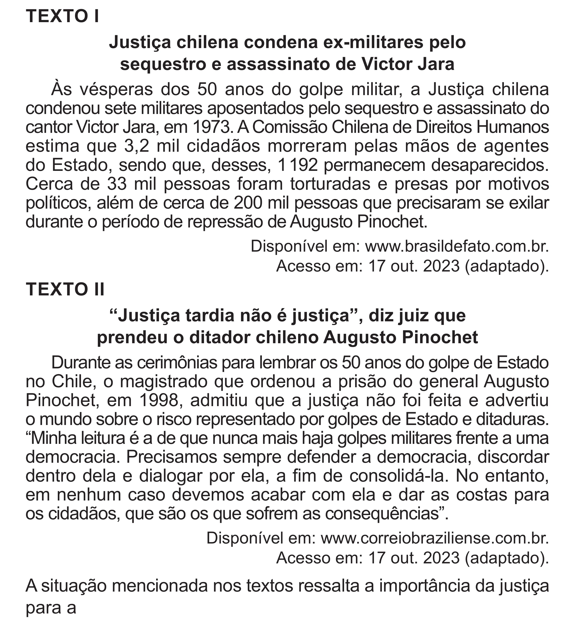 Enunciado original completo da questão 63 do ENEM 2024 - 1º Dia – Caderno 4 – Verde (Superampliada) – Reaplicação/PPL, página 70.
