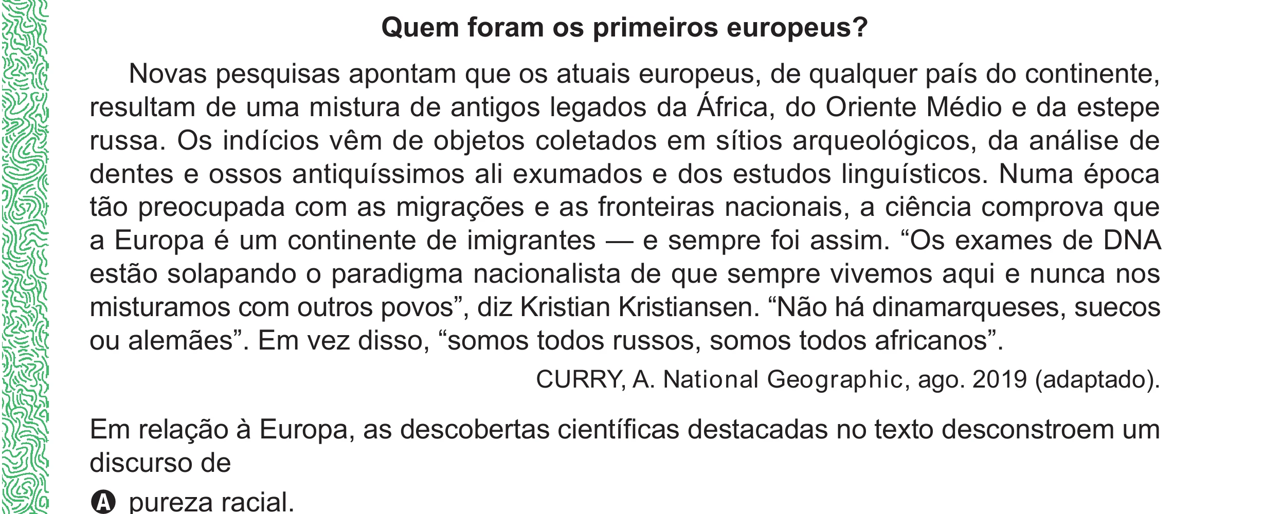 Enunciado original completo da questão 48 do ENEM 2024 - 1º Dia – Caderno 4 – Verde (Ampliada) – Reaplicação/PPL, página 41.