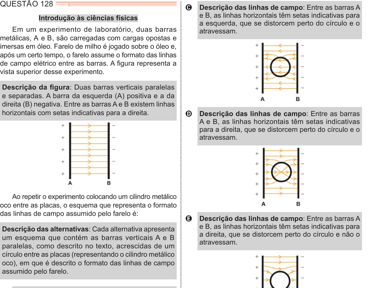 Enunciado original completo da questão 128 do ENEM 2024 - 2º Dia – Caderno 11 – Laranja (braile e ledor) – Aplicação Regular, página 16.