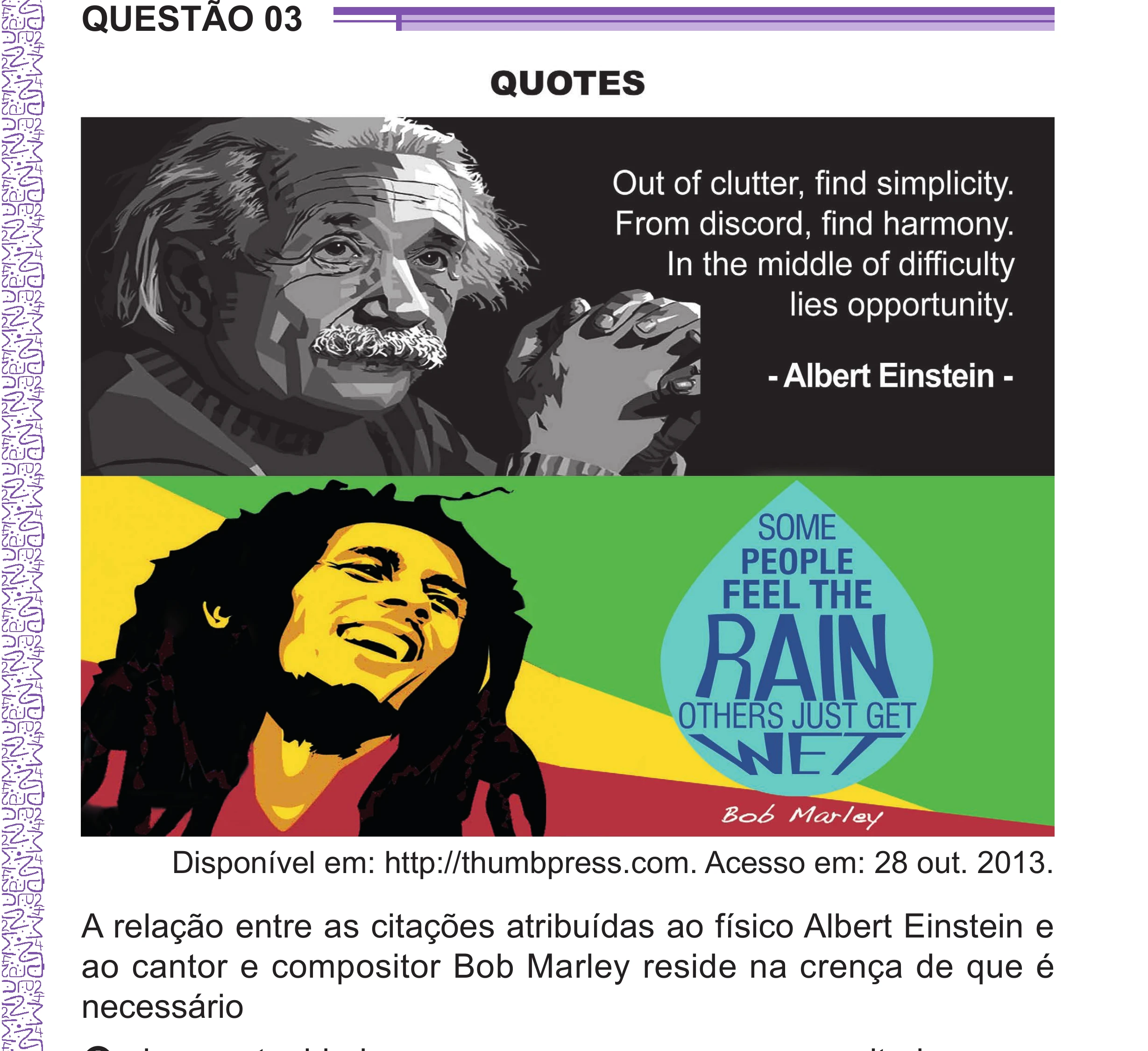 Enunciado original completo da questão 3 (inglês) do ENEM 2024 - 1º Dia – Caderno 10 – Roxo (Libras) – Aplicação Regular - (Superampliada), página 5.