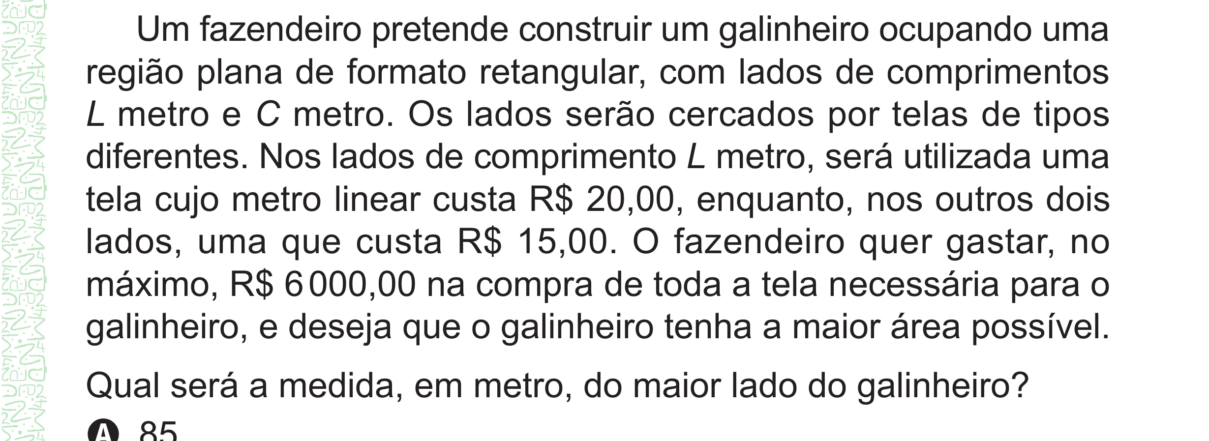 Enunciado original completo da questão 143 do ENEM 2024 - 2º Dia – Caderno 8 – Verde – Aplicação Regular - (Superampliada), página 57.