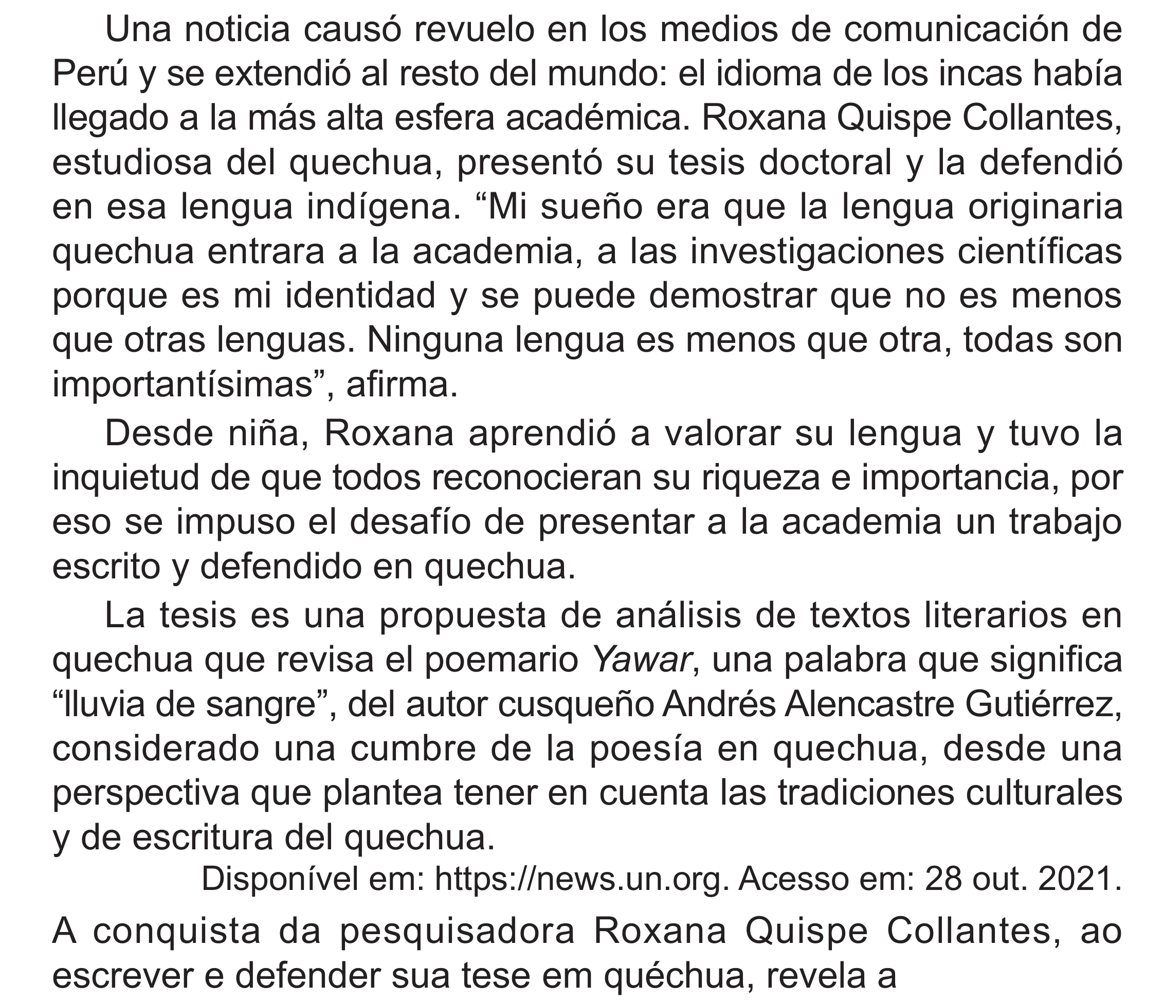 Enunciado original completo da questão 5 (espanhol) do ENEM 2024 - 1º Dia – Caderno 4 – Verde (Superampliada) – Reaplicação/PPL, página 12.