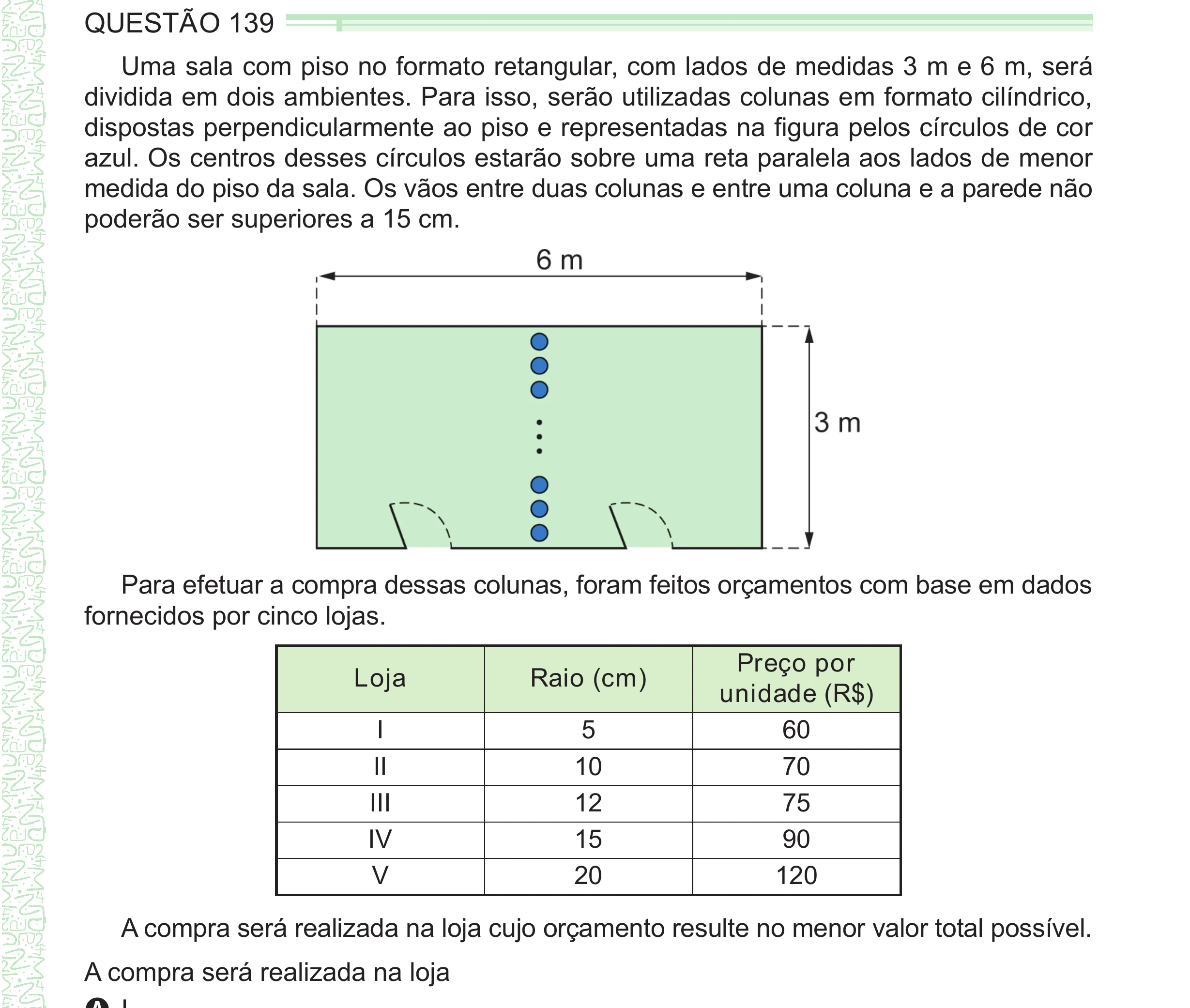 Enunciado original completo da questão 139 do ENEM 2024 - 2º Dia – Caderno 8 – Verde – Aplicação Regular - (Ampliada), página 33.
