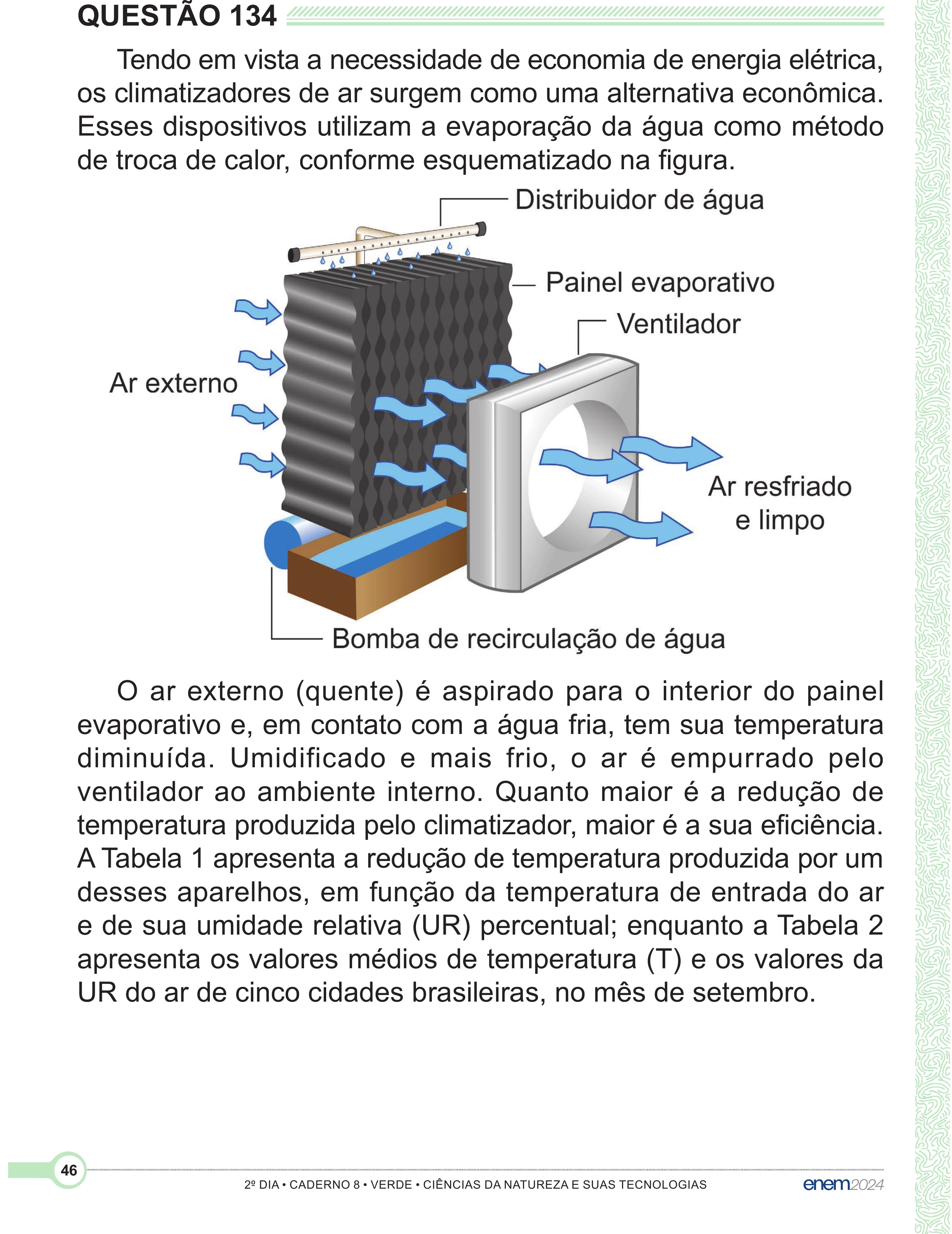 Enunciado original completo da questão 134 do ENEM 2024 - 2º Dia – Caderno 8 – Verde (Superampliada) – Reaplicação/PPL, página 46.