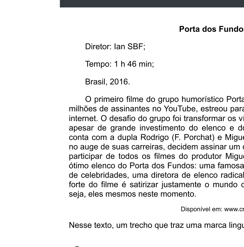 Enunciado original completo da questão 34 do ENEM 2020 - 1º Dia - Caderno 4 – Rosa – Espanhol – Aplicação digital, página 39.