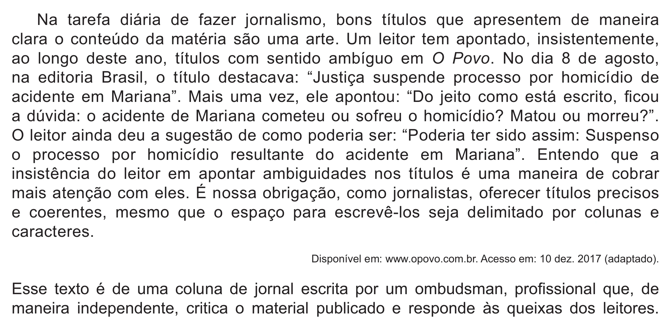 Enunciado original completo da questão 10 do ENEM 2021 - 1º Dia – Caderno 2 – Amarelo (Ampliada) – Reaplicação/PPL/Segunda Oportunidade, página 14.