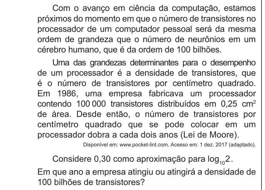 Enunciado original completo da questão 171 do ENEM 2018 - 2º Dia - Caderno 5 - Amarelo – Aplicação regular, página 27.