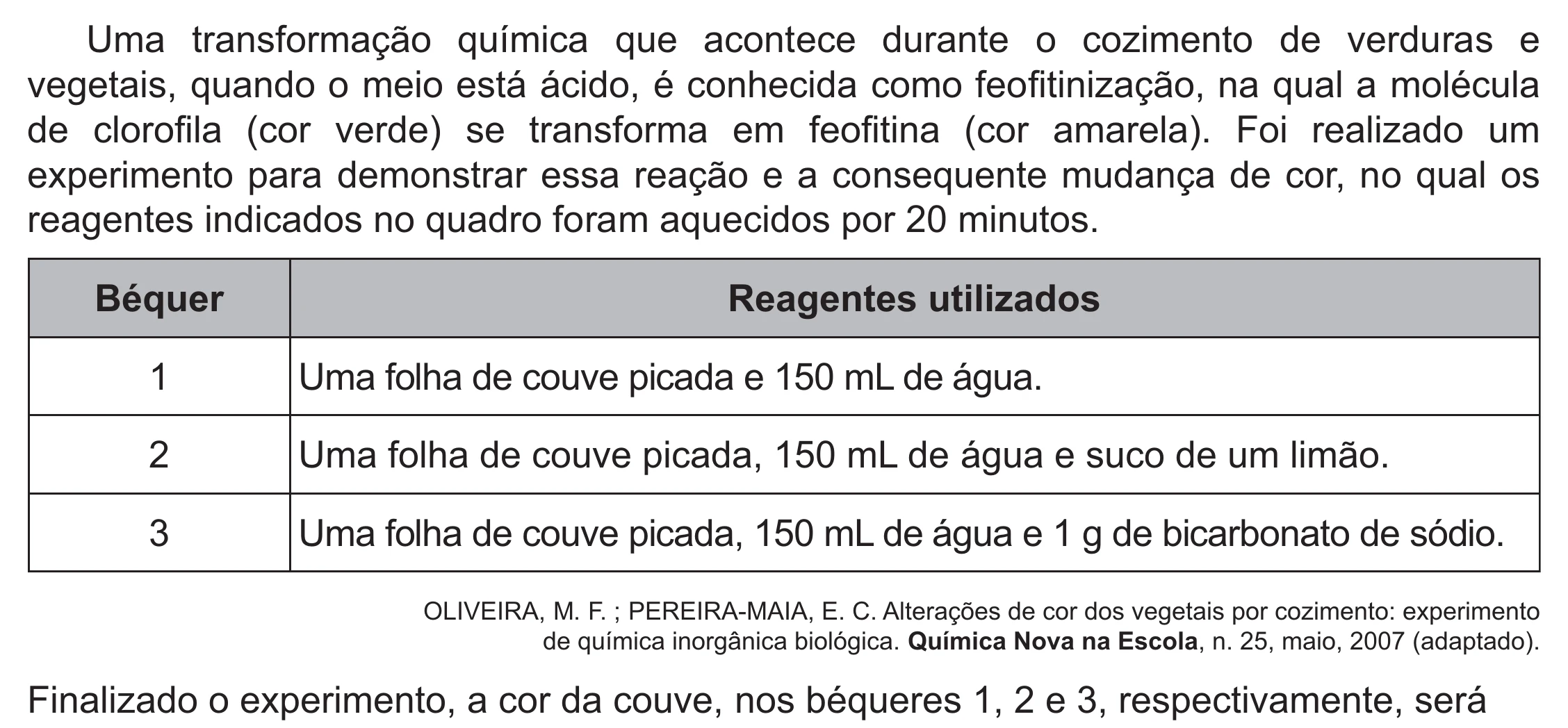 Enunciado original completo da questão 124 do ENEM 2021 - 2º Dia – Caderno 5 – Amarelo (Ampliada) – Reaplicação/PPL/Segunda Oportunidade, página 25.