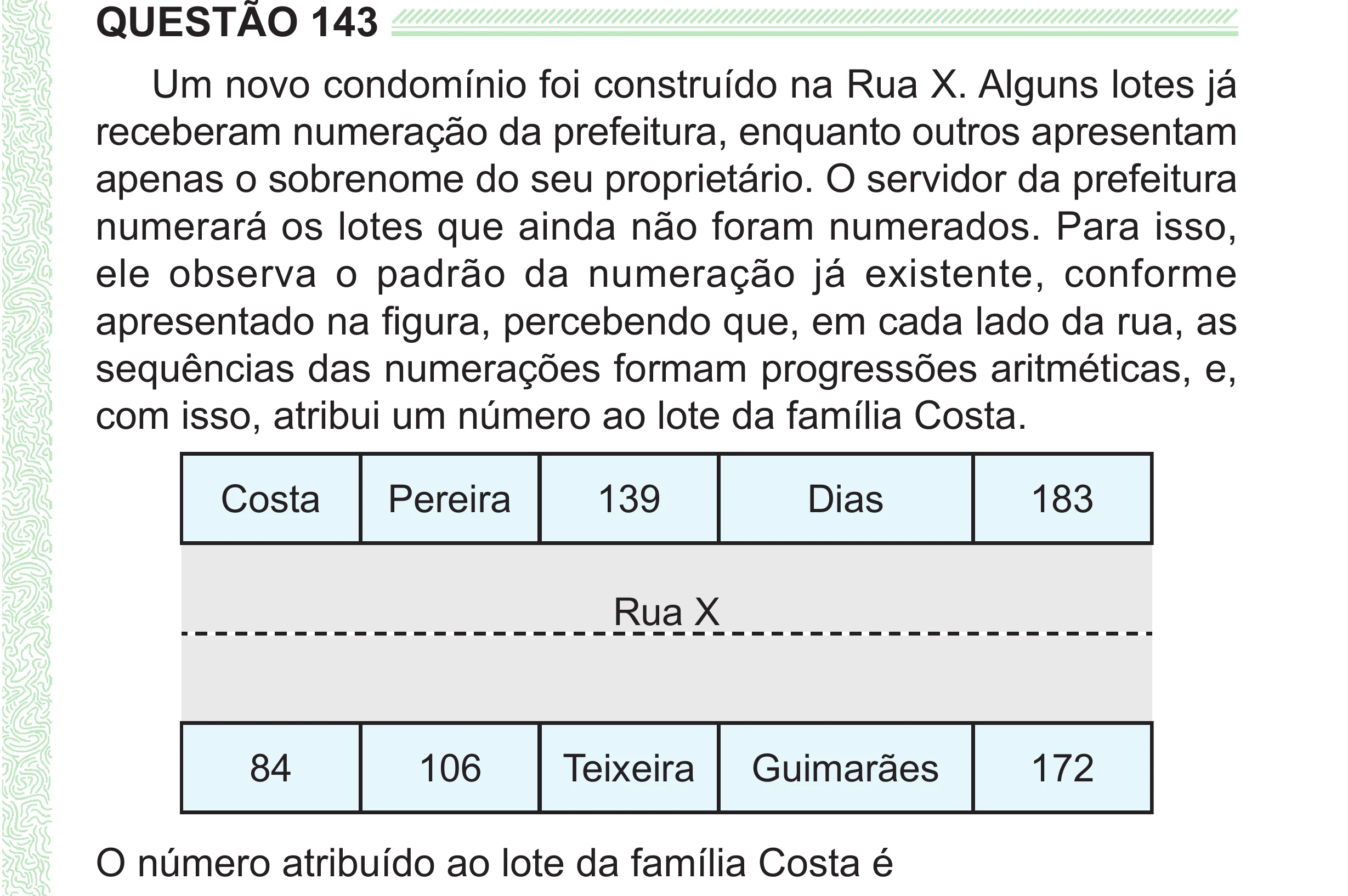 Enunciado original completo da questão 143 do ENEM 2024 - 2º Dia – Caderno 8 – Verde (Superampliada) – Reaplicação/PPL, página 57.