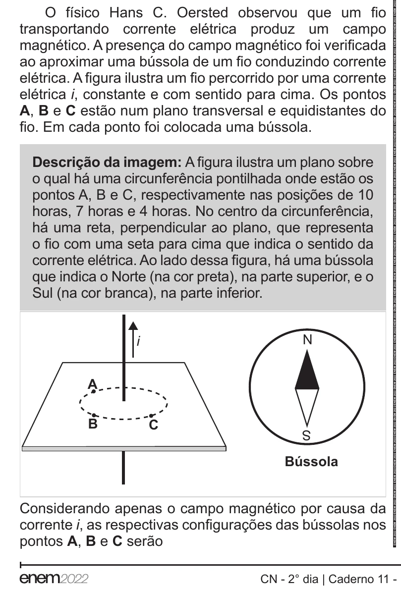 Enunciado original completo da questão 131 do ENEM 2022 - 2º Dia – Caderno 11 – Laranja (braile e ledor) – Aplicação Regular, página 17.