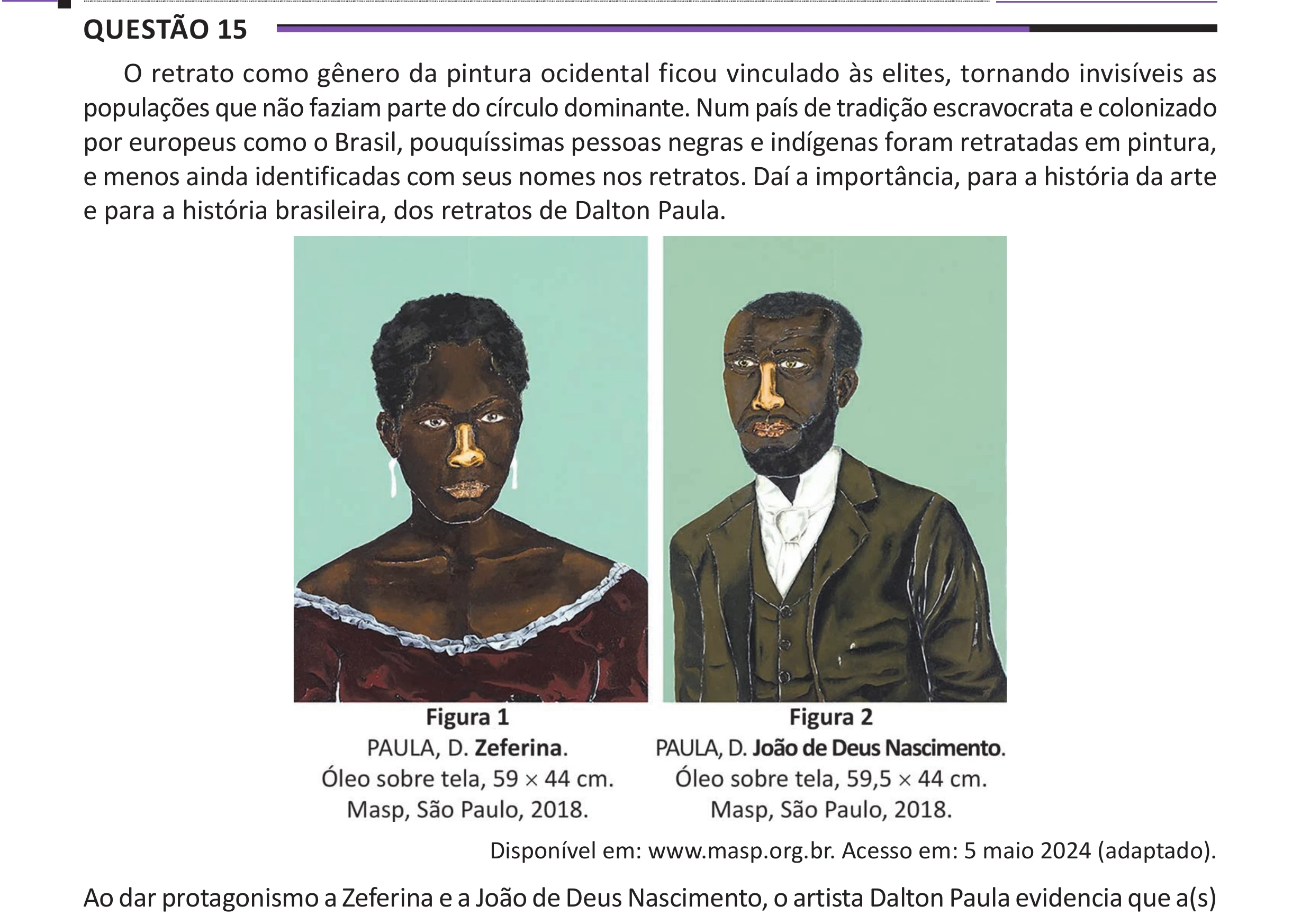 Enunciado original completo da questão 15 do ENEM 2025 - 1º Dia – Caderno 10 – Roxo (Libras) – Aplicação Regular - (Ampliada), página 14.