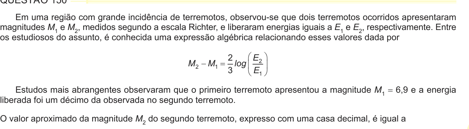 Enunciado original completo da questão 150 do ENEM 2024 - 2º Dia – Caderno 5 – Amarelo – Aplicação Regular, página 21.