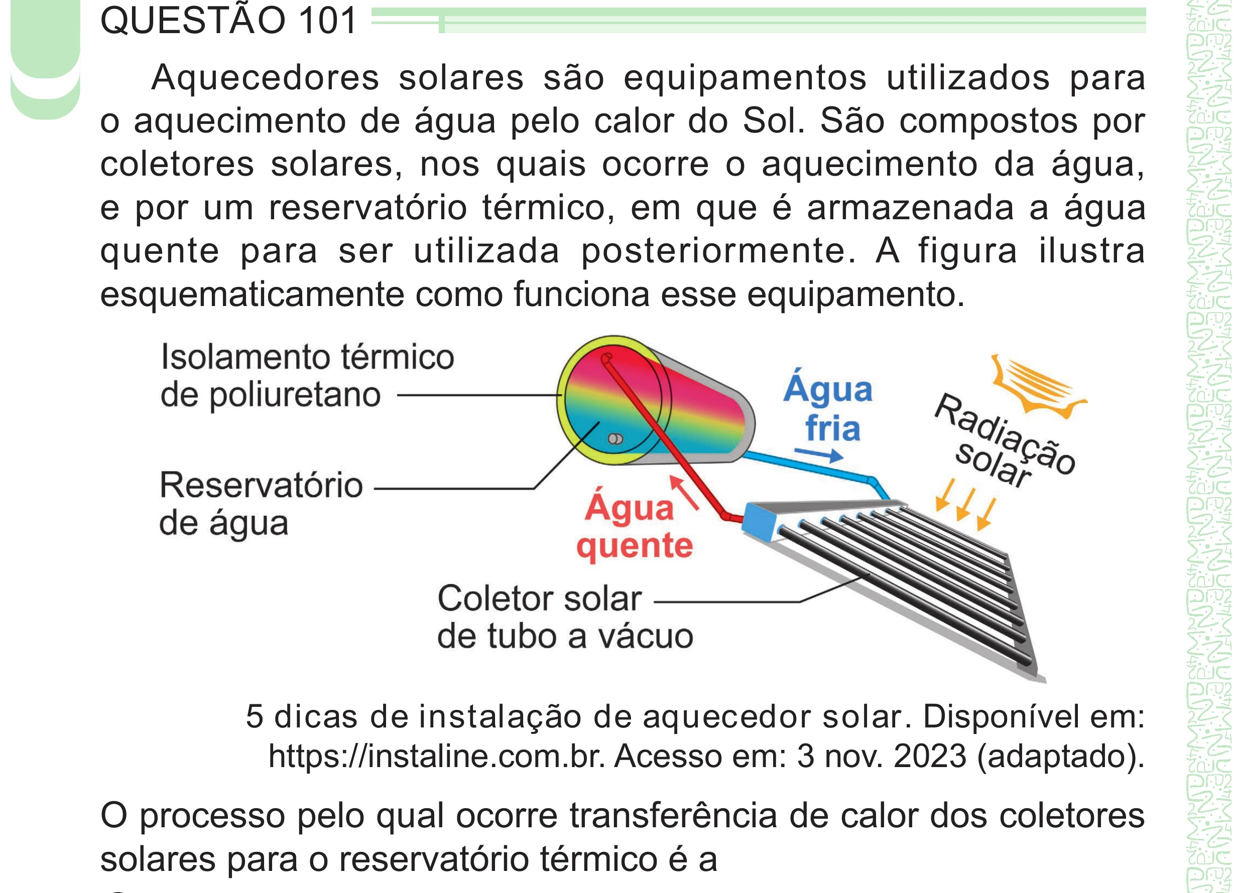 Enunciado original completo da questão 101 do ENEM 2024 - 2º Dia – Caderno 8 – Verde – Aplicação Regular - (Superampliada), página 12.