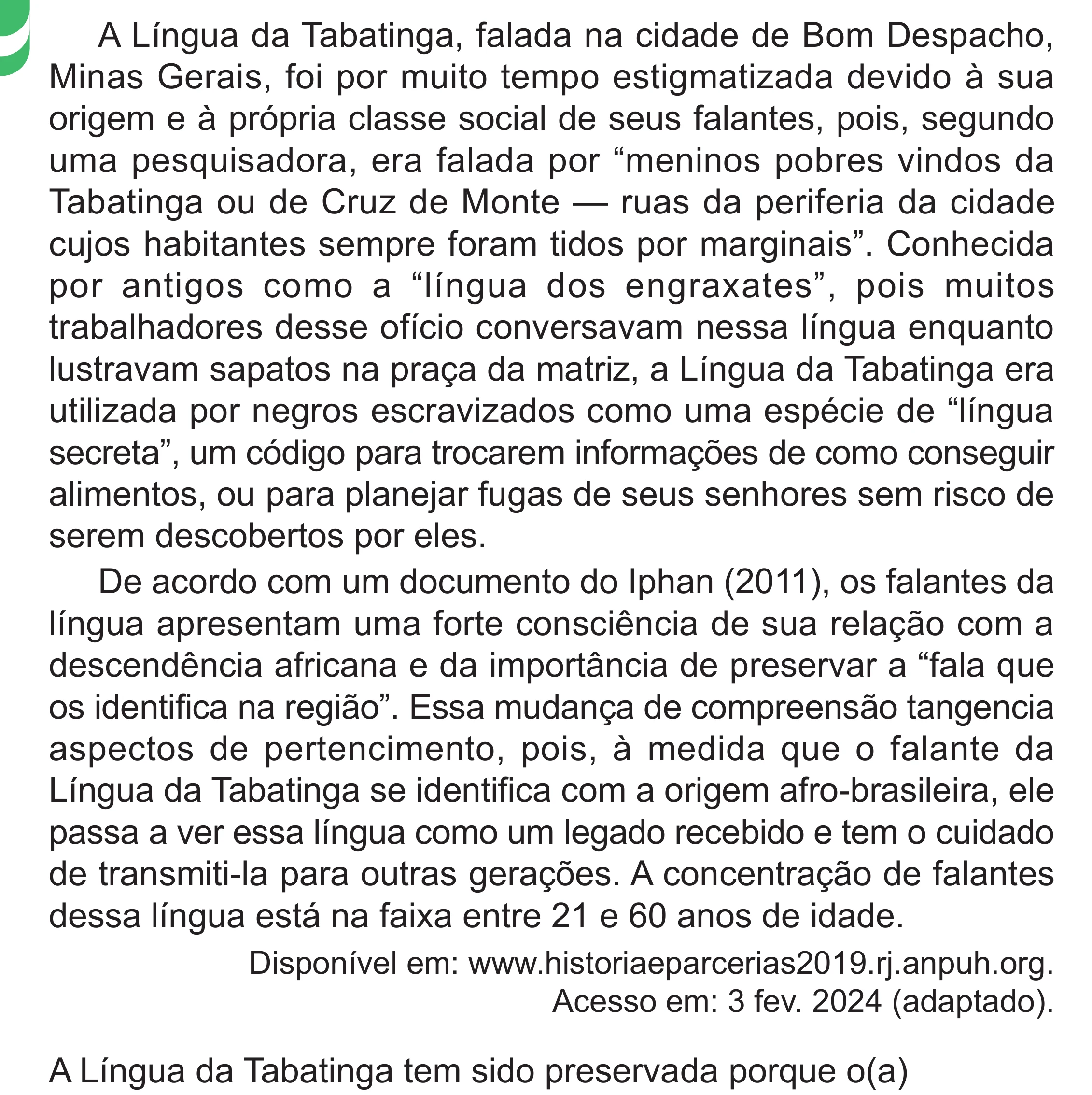 Enunciado original completo da questão 37 do ENEM 2024 - 1º Dia – Caderno 4 – Verde – Aplicação Regular - (Superampliada), página 48.