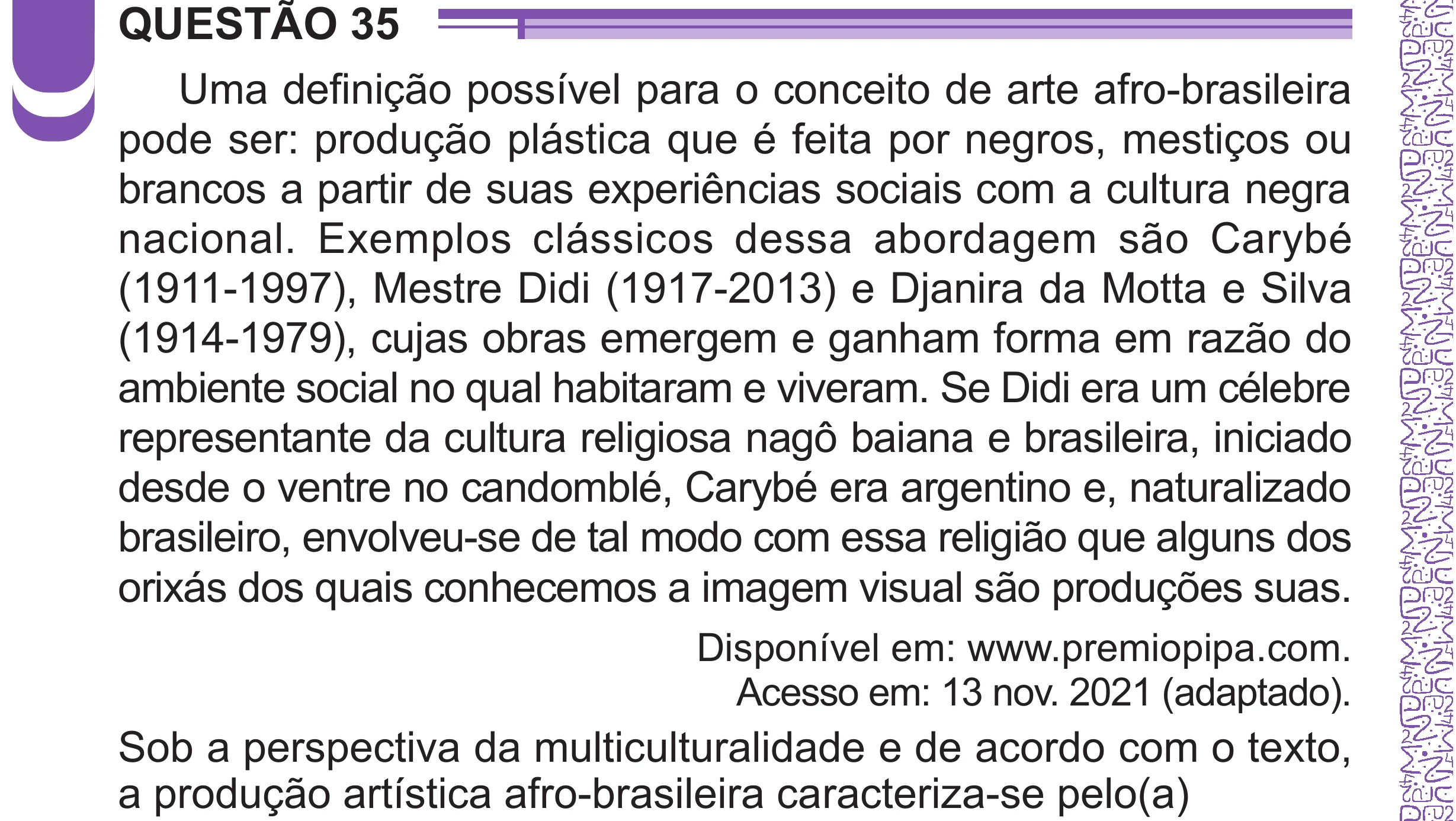 Enunciado original completo da questão 35 do ENEM 2024 - 1º Dia – Caderno 10 – Roxo (Libras) – Aplicação Regular - (Superampliada), página 46.