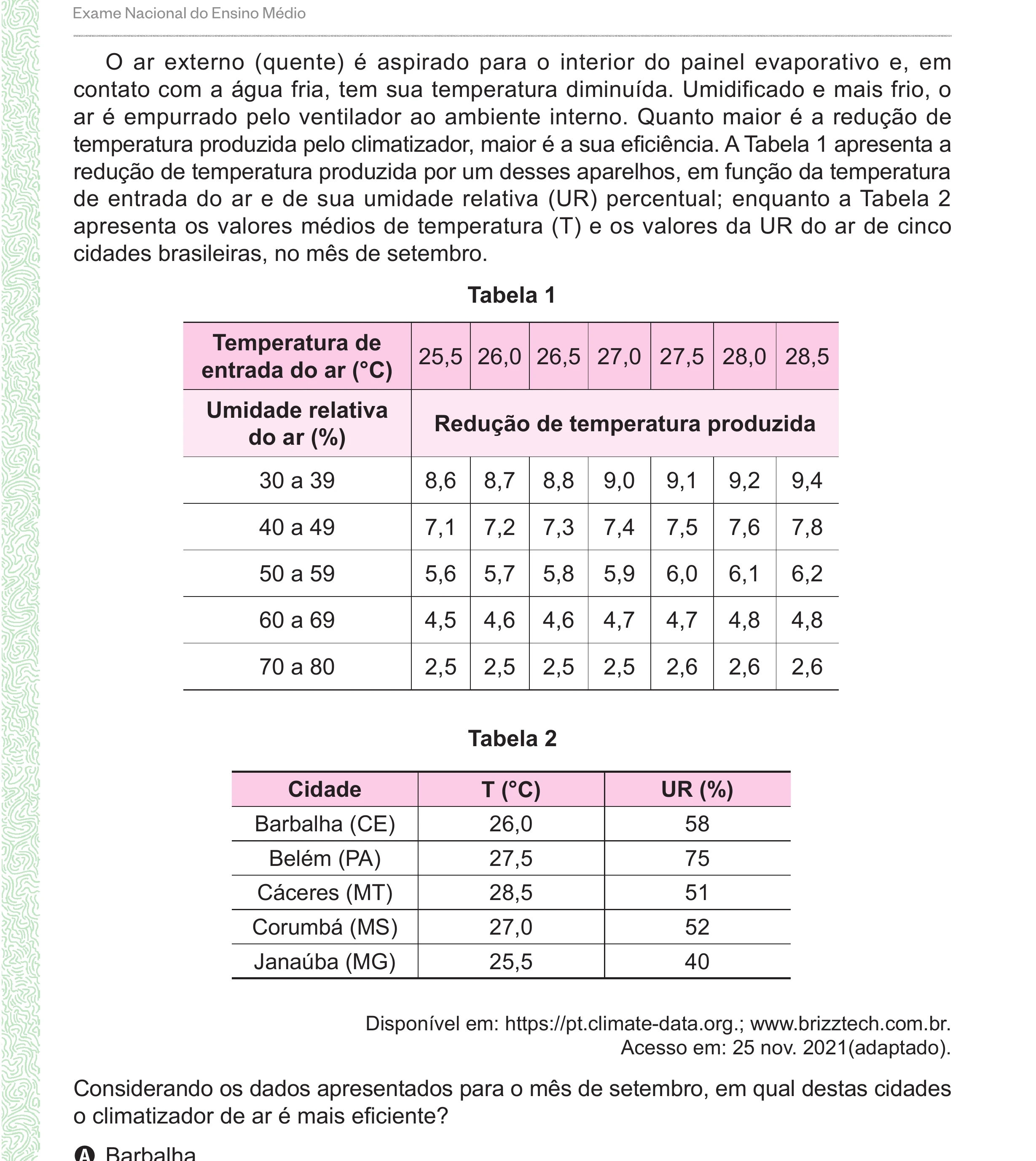 Enunciado original completo da questão 134 do ENEM 2024 - 2º Dia – Caderno 8 – Verde (Ampliada) – Reaplicação/PPL, página 31.