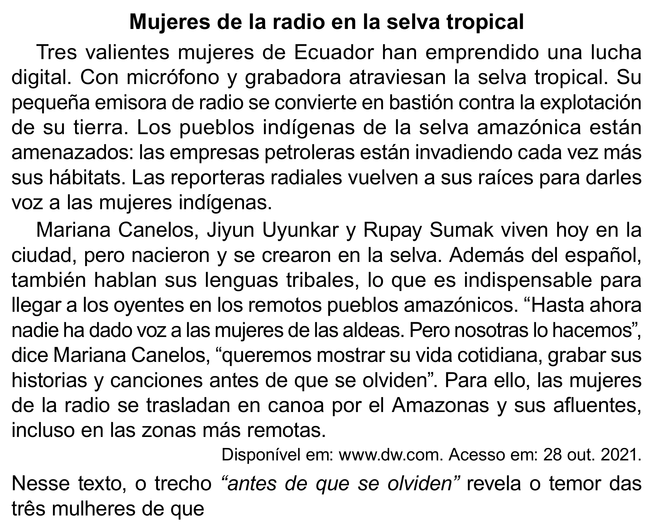Enunciado original completo da questão 2 (espanhol) do ENEM 2023 - 1º Dia – Caderno 4 – Rosa (Superampliada) – Reaplicação/PPL, página 9.