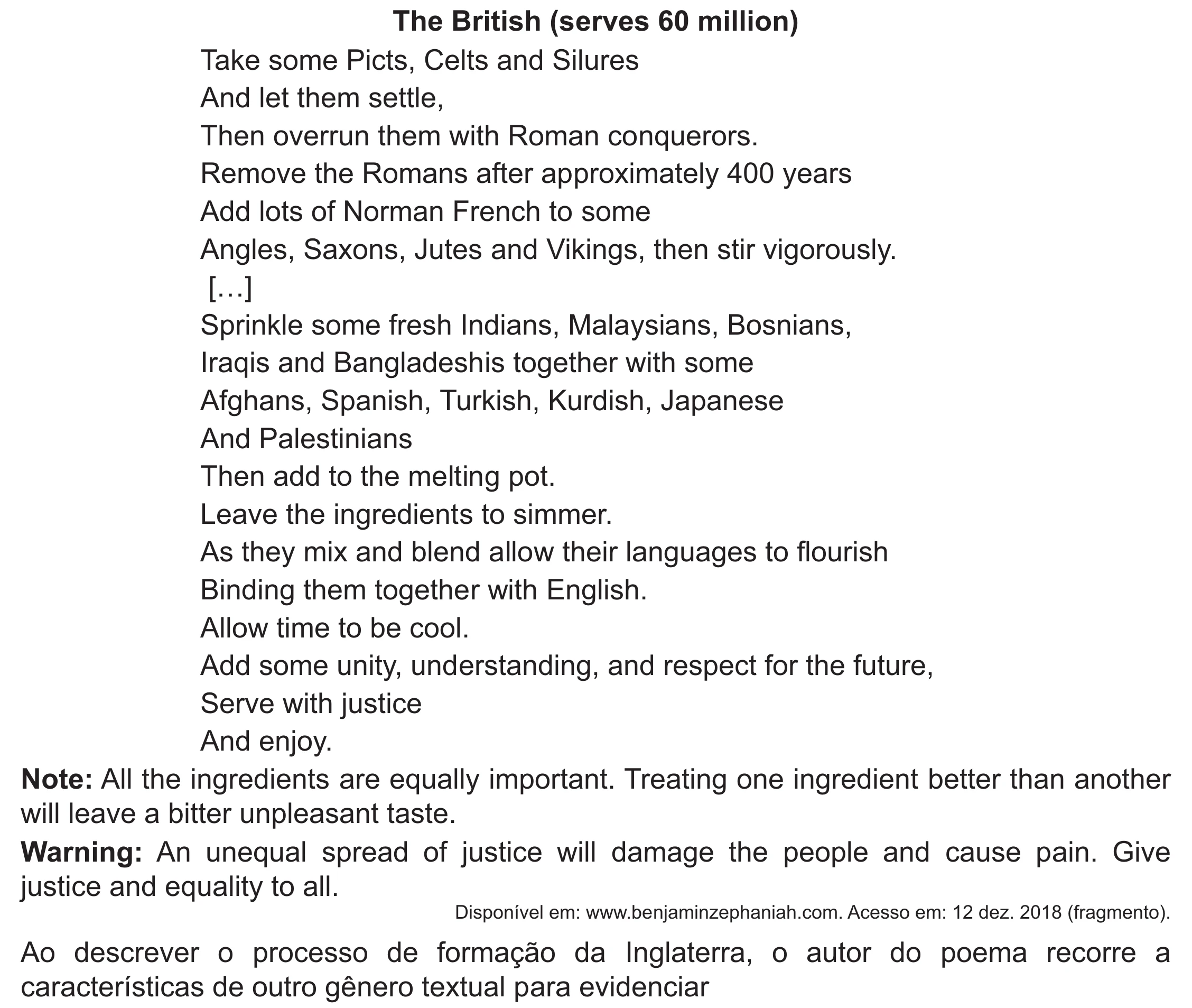 Enunciado original completo da questão 5 (inglês) do ENEM 2021 - 1º Dia – Caderno 10 – Verde (Libras – Ampliada) – Aplicação Regular, página 6.