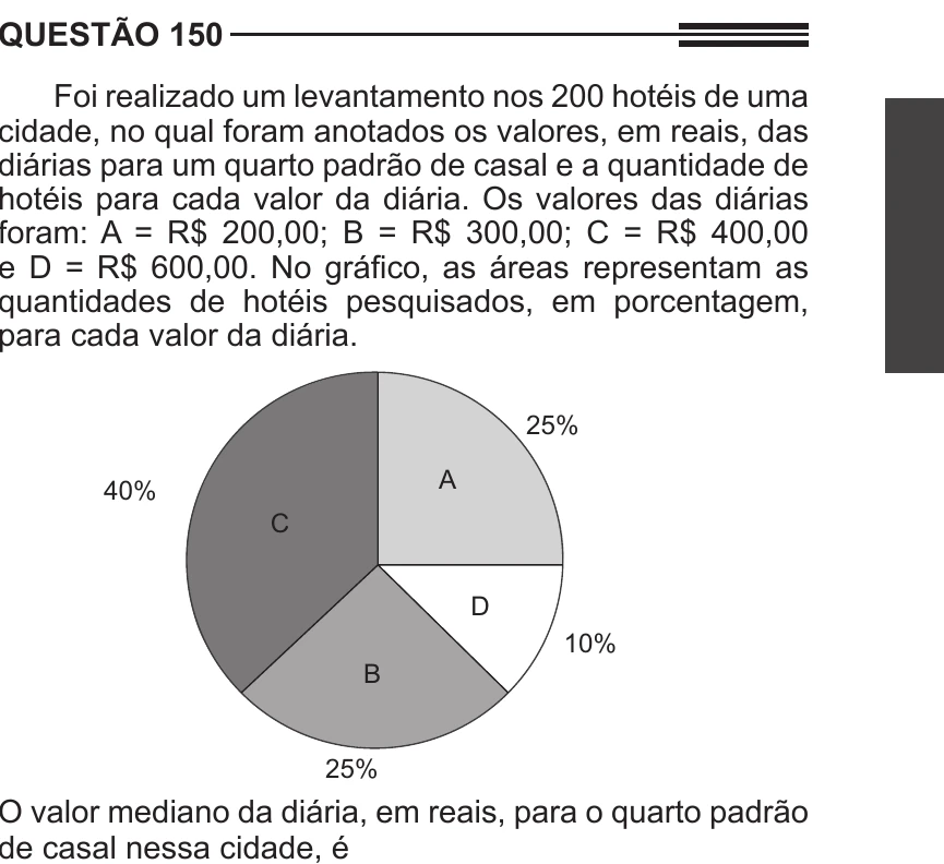Enunciado original completo da questão 150 do ENEM 2013 - 2º Dia - Caderno 5 - Amarelo – Aplicação regular, página 23.
