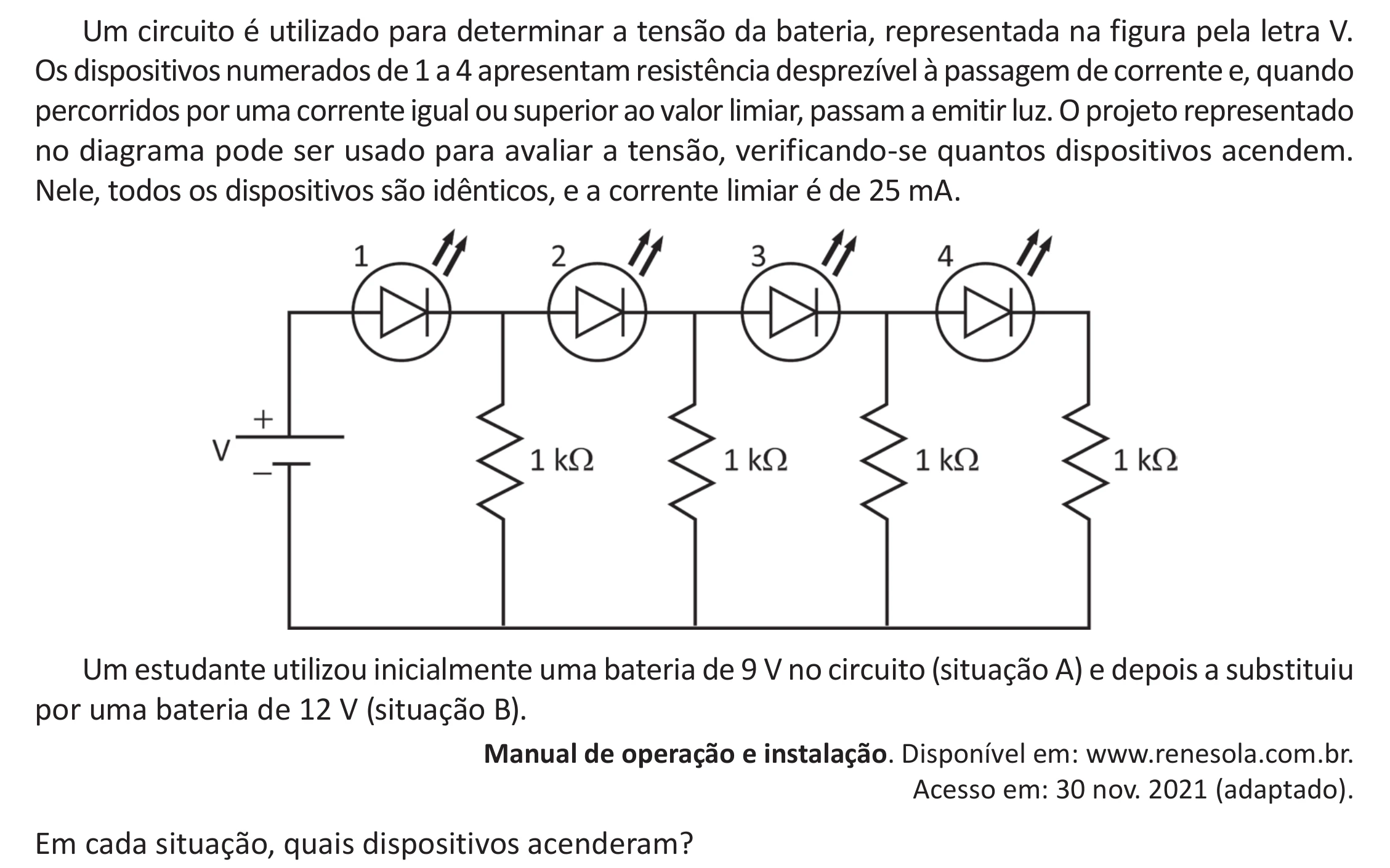 Enunciado original completo da questão 120 do ENEM 2025 - 2º Dia – Caderno 11 – Laranja (Braile e ledor) – Aplicação Regular - (Ampliada) - Belém, Ananindeua e Marituba, página 20.