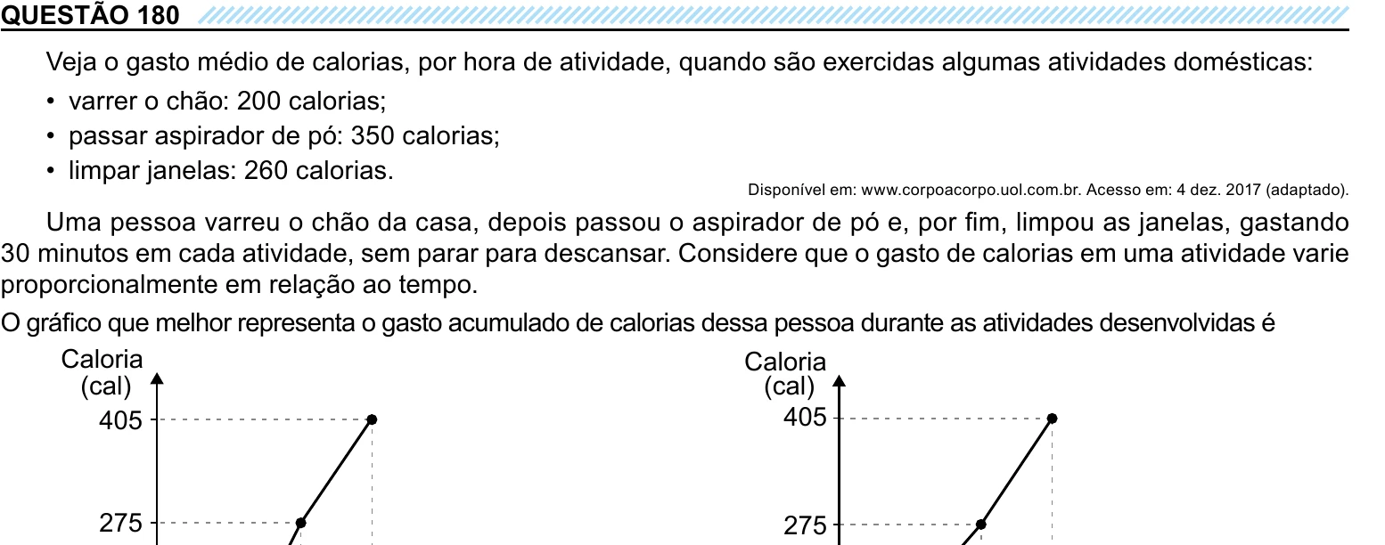 Enunciado original completo da questão 180 do ENEM 2023 - 2º Dia – Caderno 7 – Azul – Reaplicação/PPL, página 31.