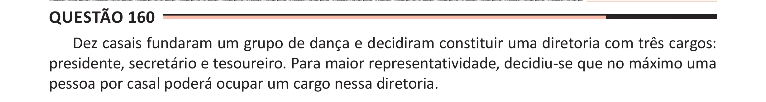 Enunciado original completo da questão 160 do ENEM 2025 - 2º Dia – Caderno 11 – Laranja (Braile e ledor) – Aplicação Regular - (Ampliada), página 50.