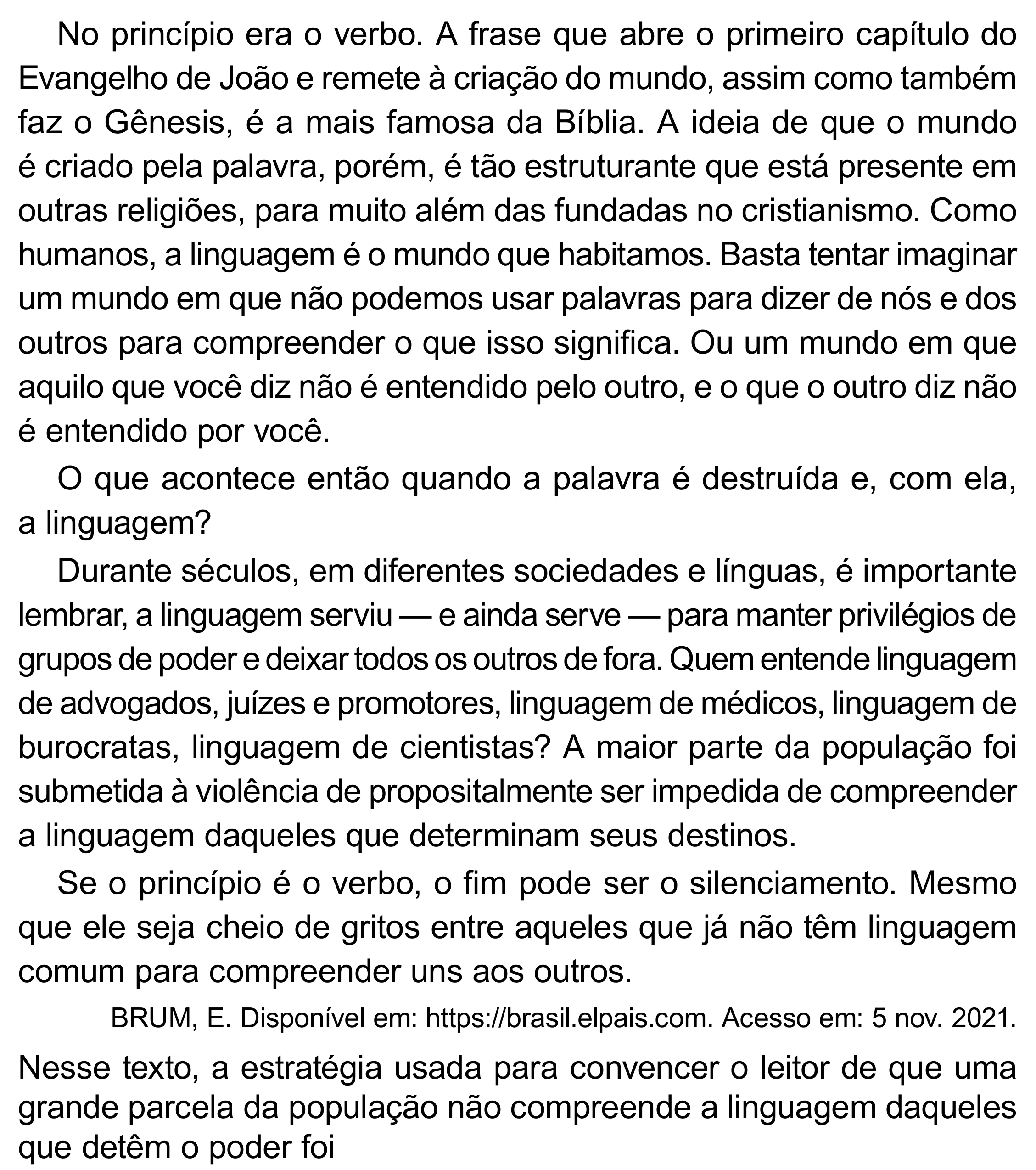 Enunciado original completo da questão 31 do ENEM 2023 - 1º Dia – Caderno 10 – Verde (Libras) – Aplicação Regular - (Superampliada), página 42.