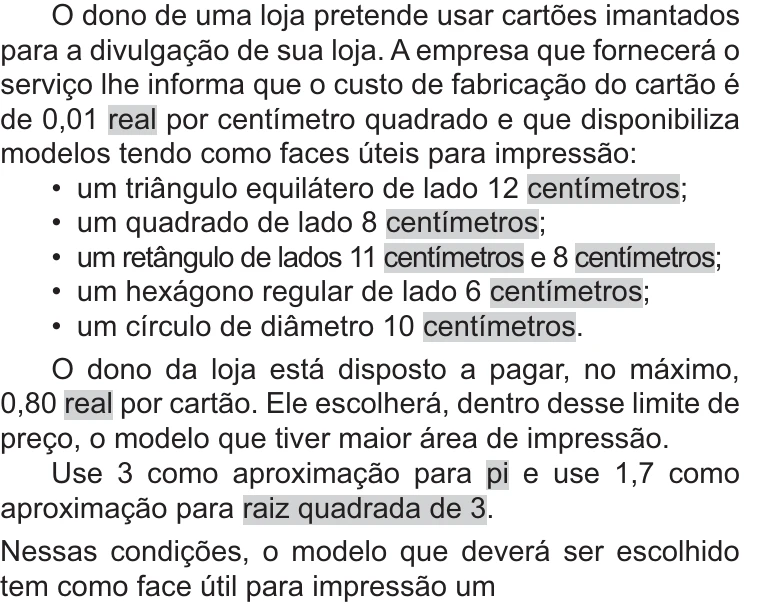 Enunciado original completo da questão 148 do ENEM 2021 - 2º Dia – Caderno 11 – Laranja (braile e ledor) – Aplicação Regular, página 19.