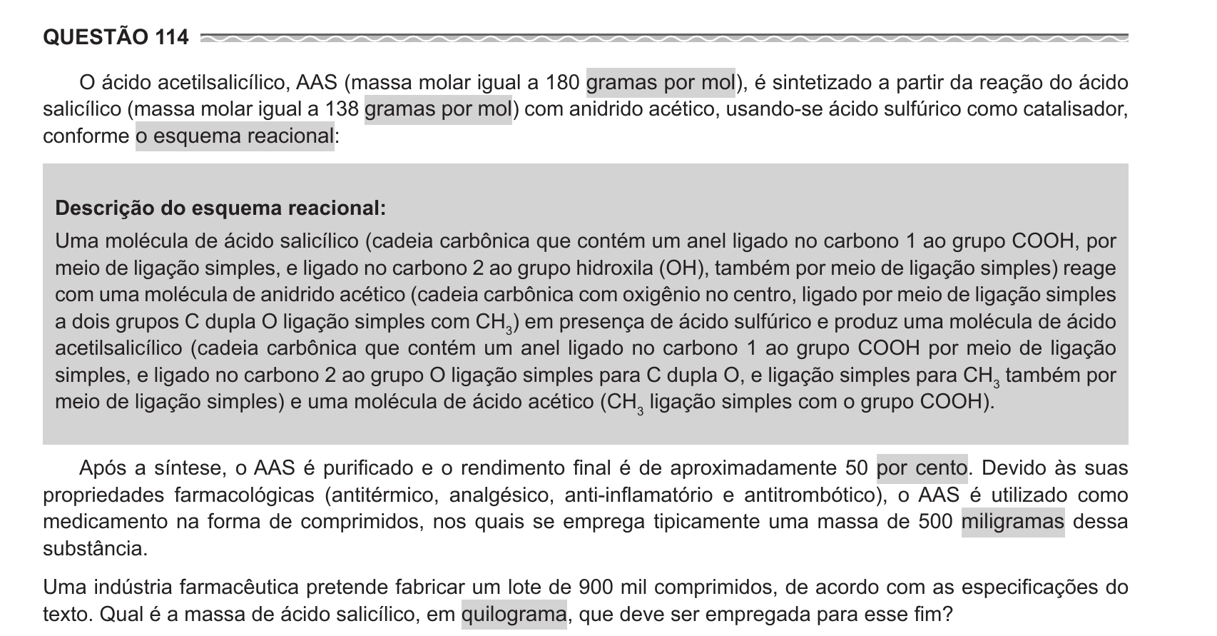 Enunciado original completo da questão 114 do ENEM 2017 - 2º Dia - Caderno 11 – Laranja (Braile e ledor) – Aplicação regular, página 9.