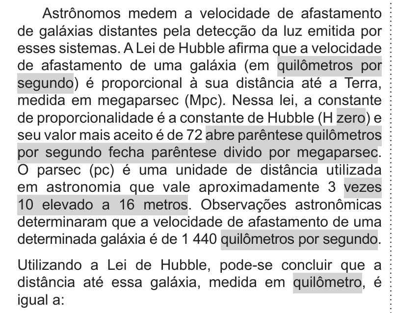 Enunciado original completo da questão 91 do ENEM 2019 - 2º Dia – Caderno 11 – Laranja – Reaplicação/PPL, página 2.