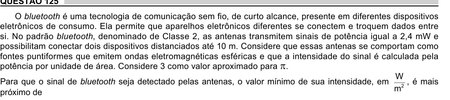 Enunciado original completo da questão 125 do ENEM 2023 - 2º Dia – Caderno 6 – Cinza – Aplicação Regular, página 12.