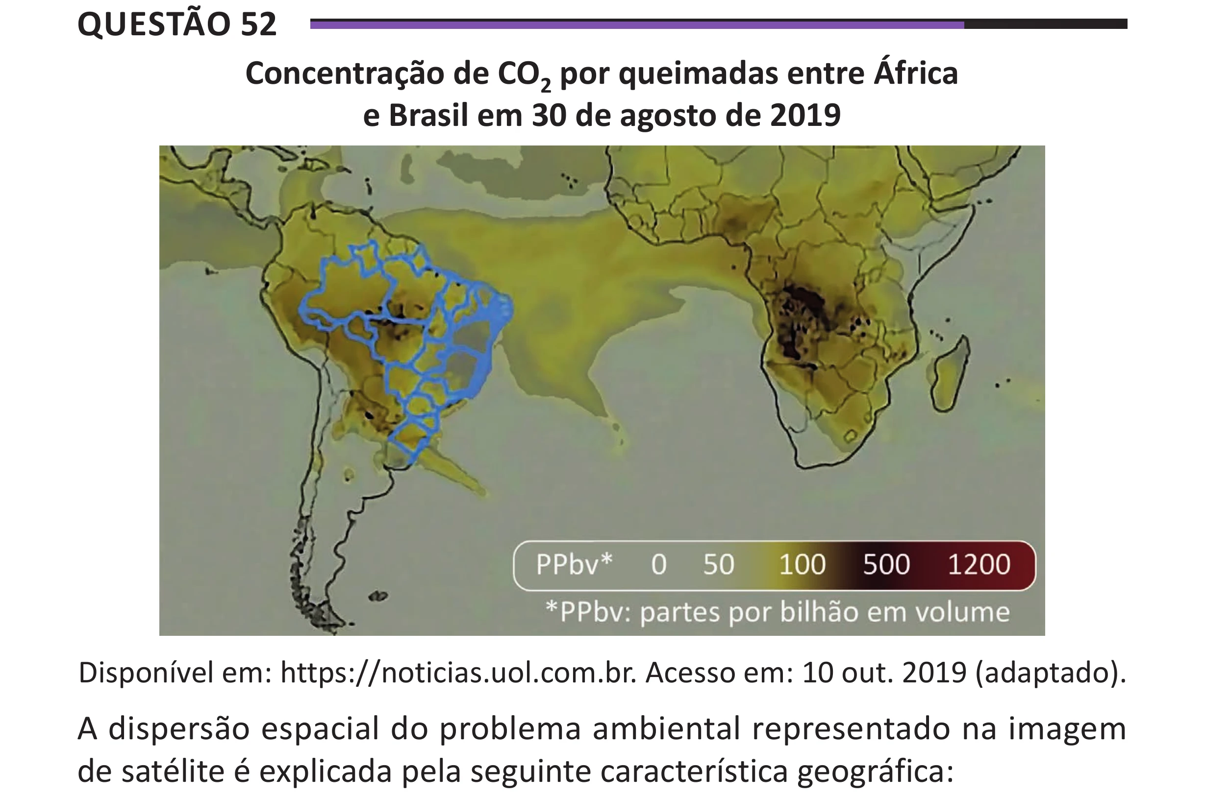 Enunciado original completo da questão 52 do ENEM 2025 - 1º Dia – Caderno 10 – Roxo (Libras) – Aplicação Regular - (Superampliada), página 61.