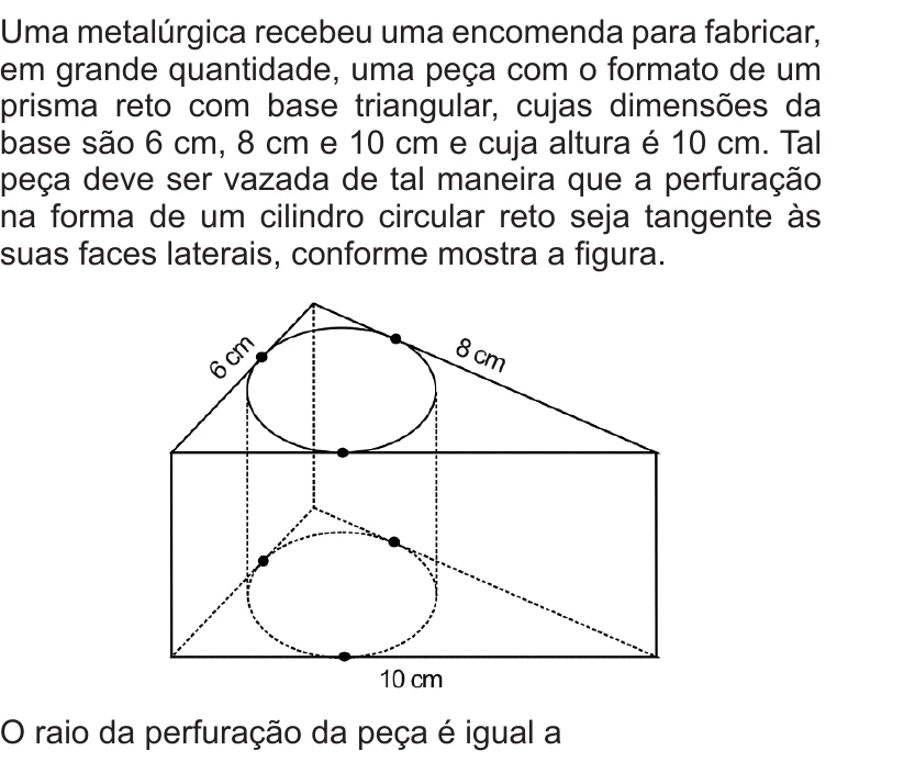 Enunciado original completo da questão 165 do ENEM 2010 - Dia 2 - Caderno 8 - Rosa – Aplicação regular, página 28.