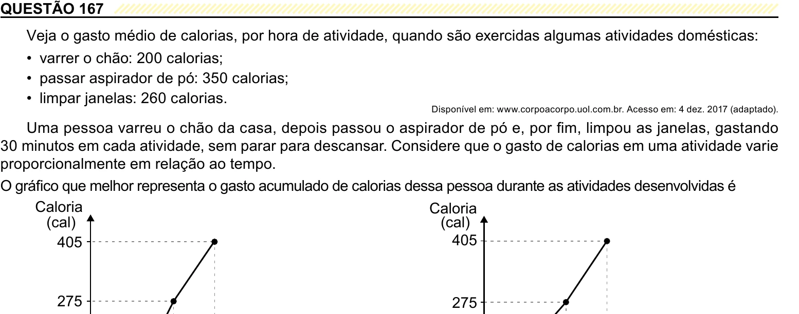 Enunciado original completo da questão 167 do ENEM 2023 - 2º Dia – Caderno 5 – Amarelo – Reaplicação/PPL, página 27.