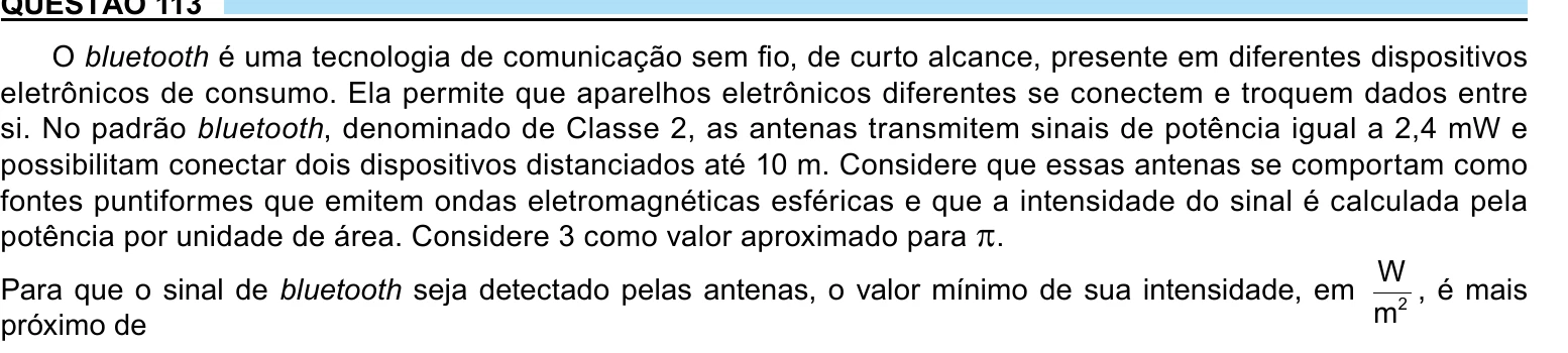 Enunciado original completo da questão 113 do ENEM 2023 - 2º Dia – Caderno 7 – Azul – Aplicação Regular, página 7.
