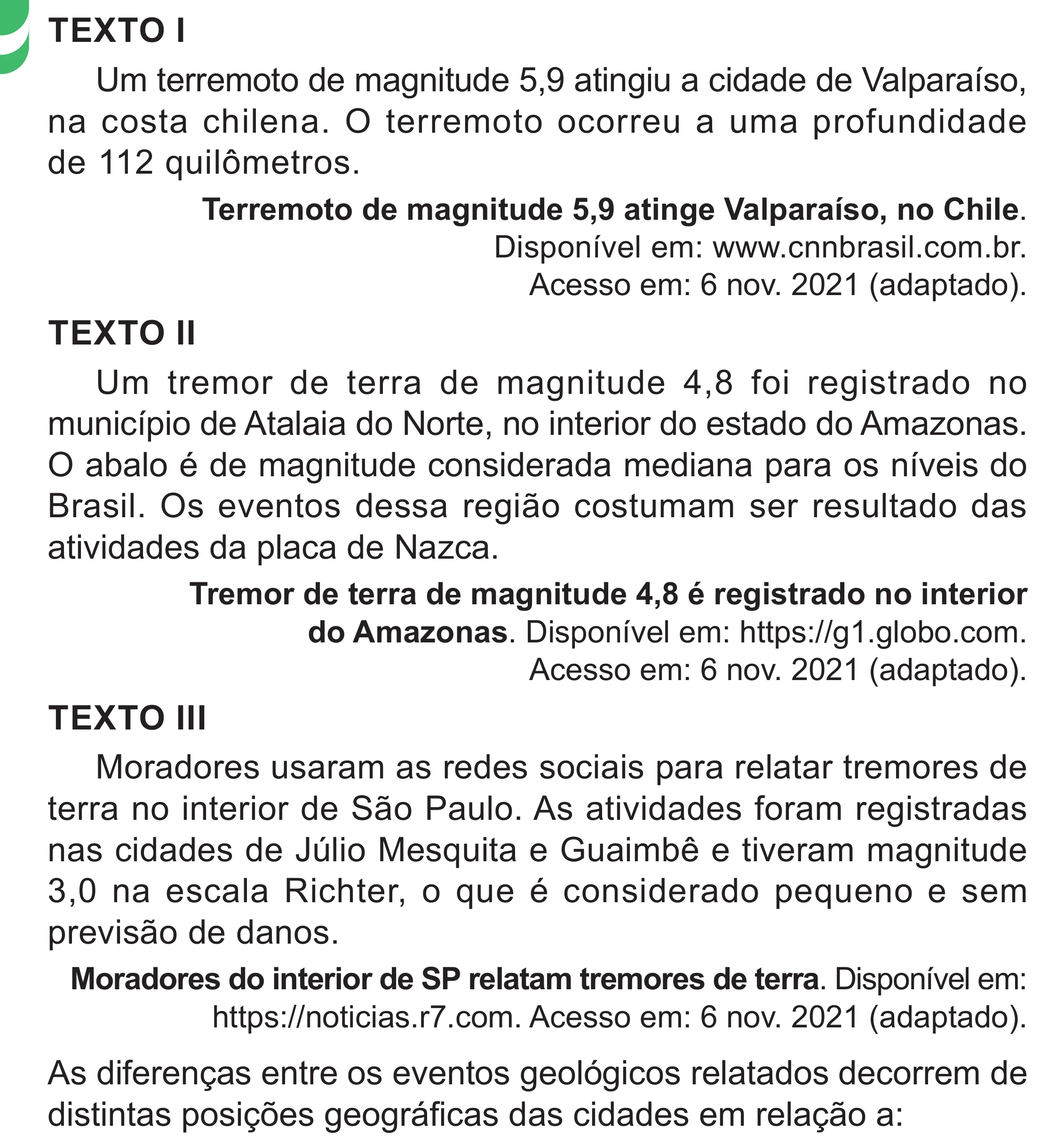 Enunciado original completo da questão 87 do ENEM 2024 - 1º Dia – Caderno 4 – Verde – Aplicação Regular - (Superampliada), página 92.