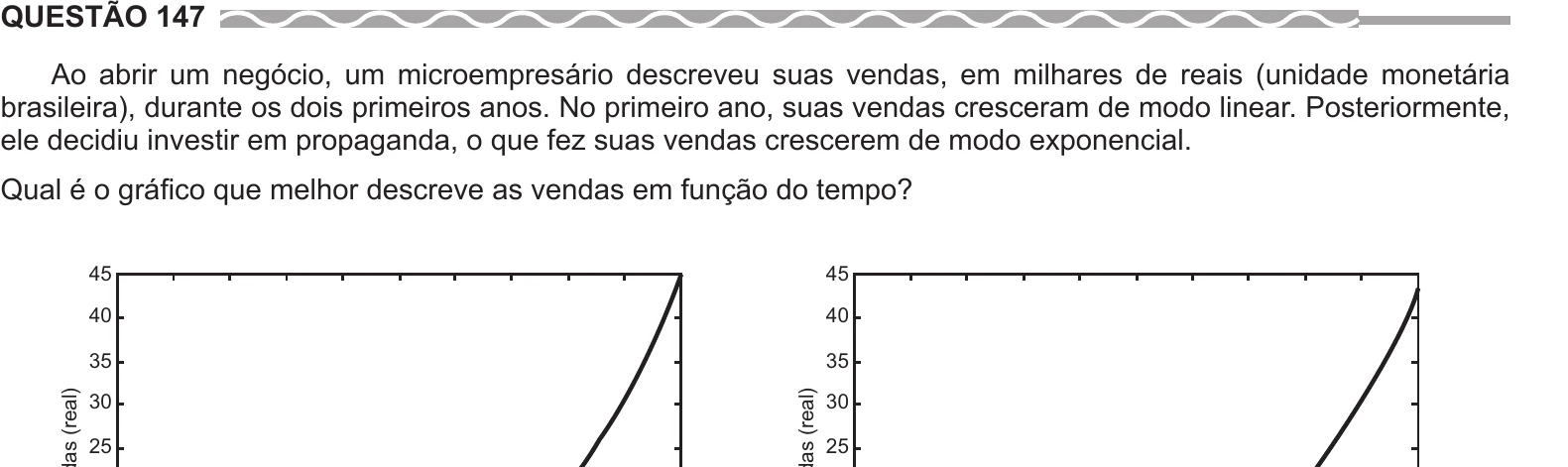 Enunciado original completo da questão 147 do ENEM 2017 - 2º Dia - Caderno 18- Amarelo – Reaplicação/PPL, página 19.