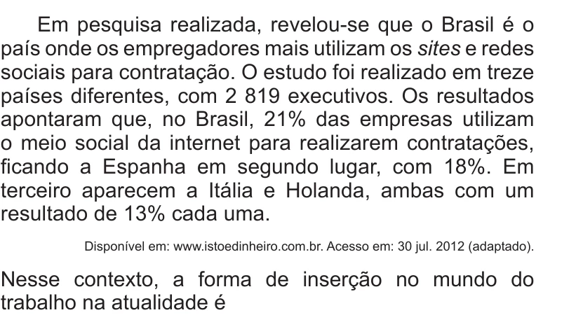 Enunciado original completo da questão 17 do ENEM 2014 - 1º Dia – Caderno 3 – Branco – Terceira aplicação, página 6.