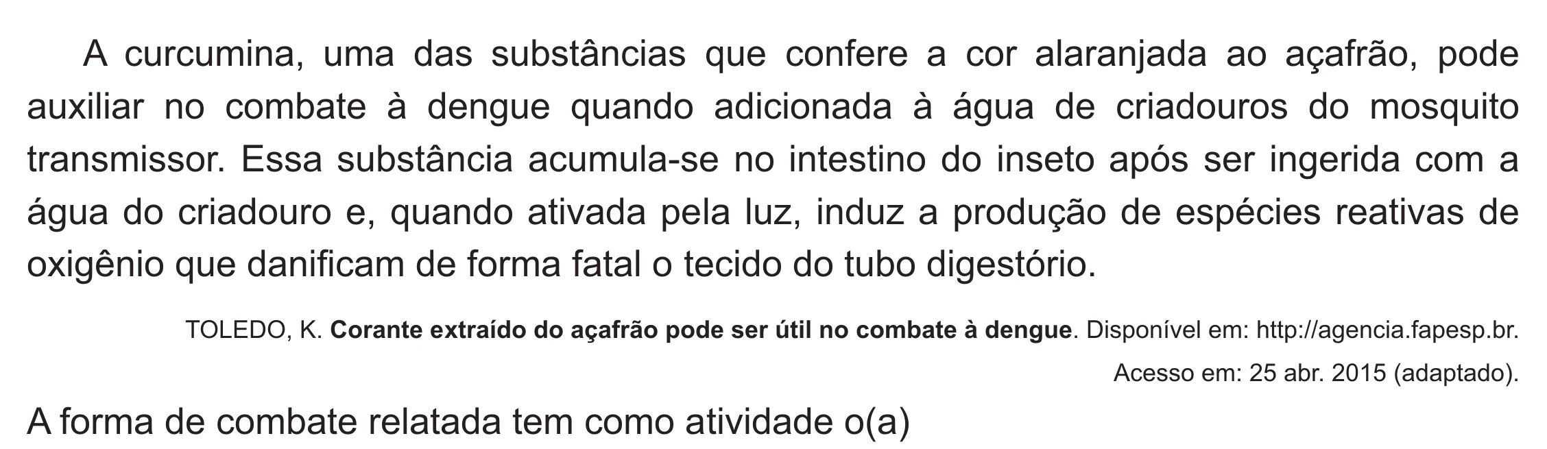 Enunciado original completo da questão 110 do ENEM 2021 - 2º Dia – Caderno 5 – Amarelo (Ampliada) – Aplicação Regular, página 16.