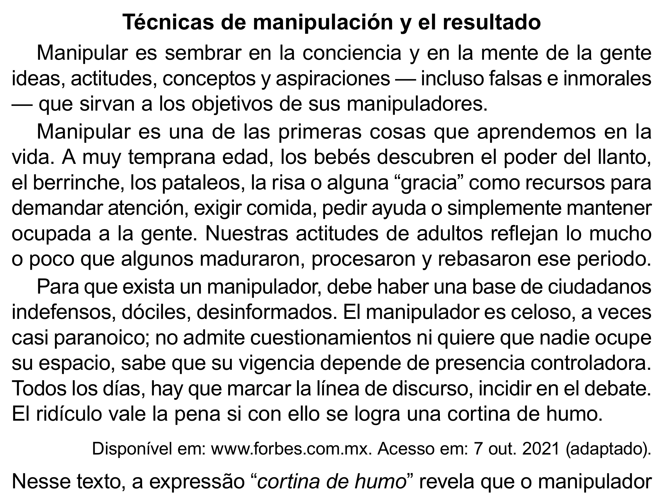 Enunciado original completo da questão 1 (espanhol) do ENEM 2023 - 1º Dia – Caderno 10 – Verde (Libras) – Aplicação Regular - (Superampliada), página 9.