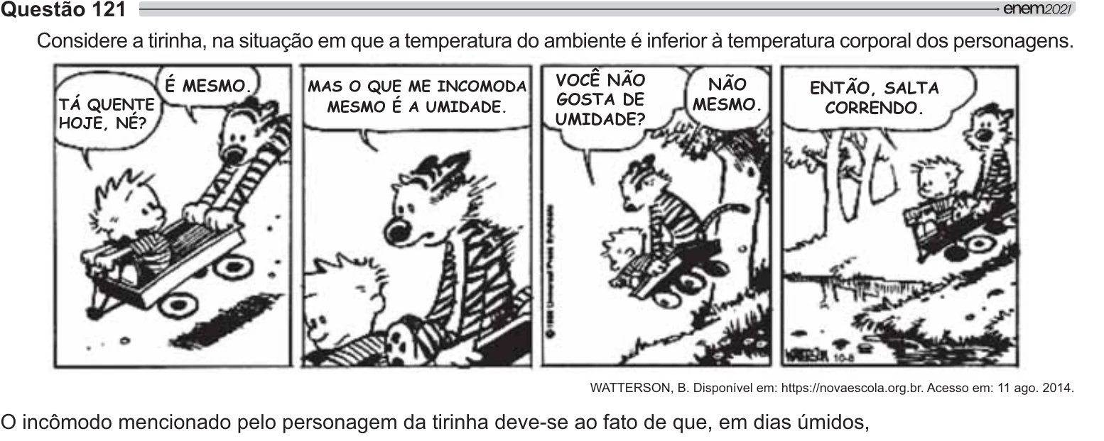 Enunciado original completo da questão 121 do ENEM 2021 - 2º Dia – Caderno 6 – Cinza – Aplicação Regular, página 11.