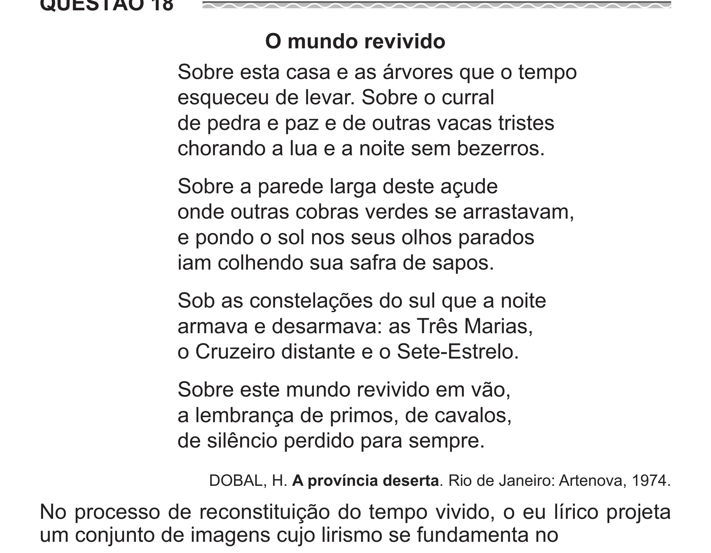 Enunciado original completo da questão 18 do ENEM 2017 - 1º Dia - Caderno 1 - Azul (Superampliada) – Aplicação regular, página 22.