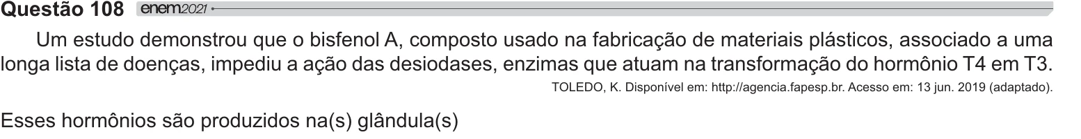 Enunciado original completo da questão 108 do ENEM 2021 - 2º Dia – Caderno 5 – Amarelo – Reaplicação/PPL/Segunda Oportunidade, página 6.