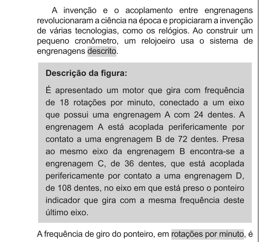 Enunciado original completo da questão 74 do ENEM 2016 - 1º Dia - Caderno 3 - Branco – Aplicação regular - Ledor, página 25.