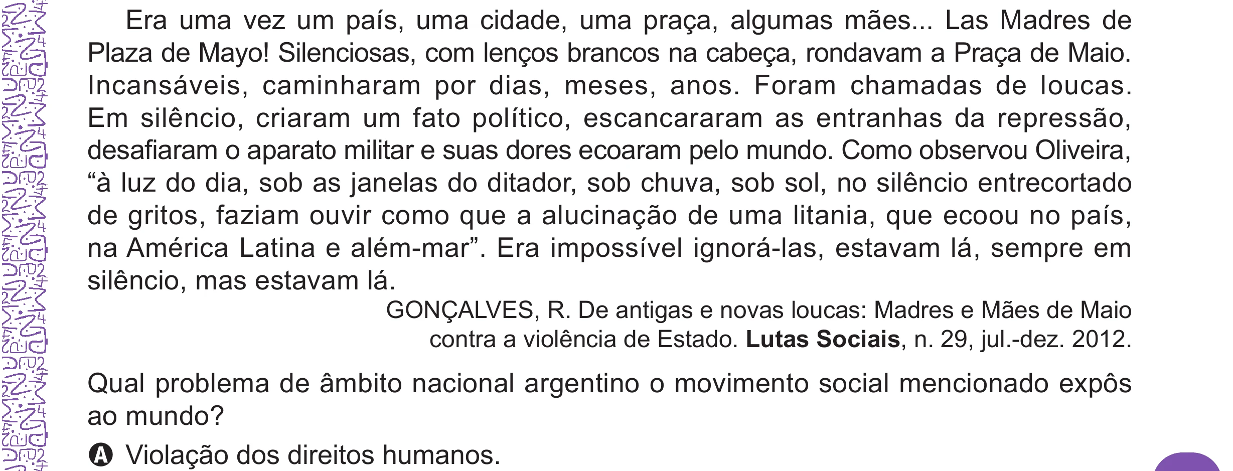Enunciado original completo da questão 71 do ENEM 2024 - 1º Dia – Caderno 10 – Roxo (Libras) – Aplicação Regular - (Ampliada), página 53.