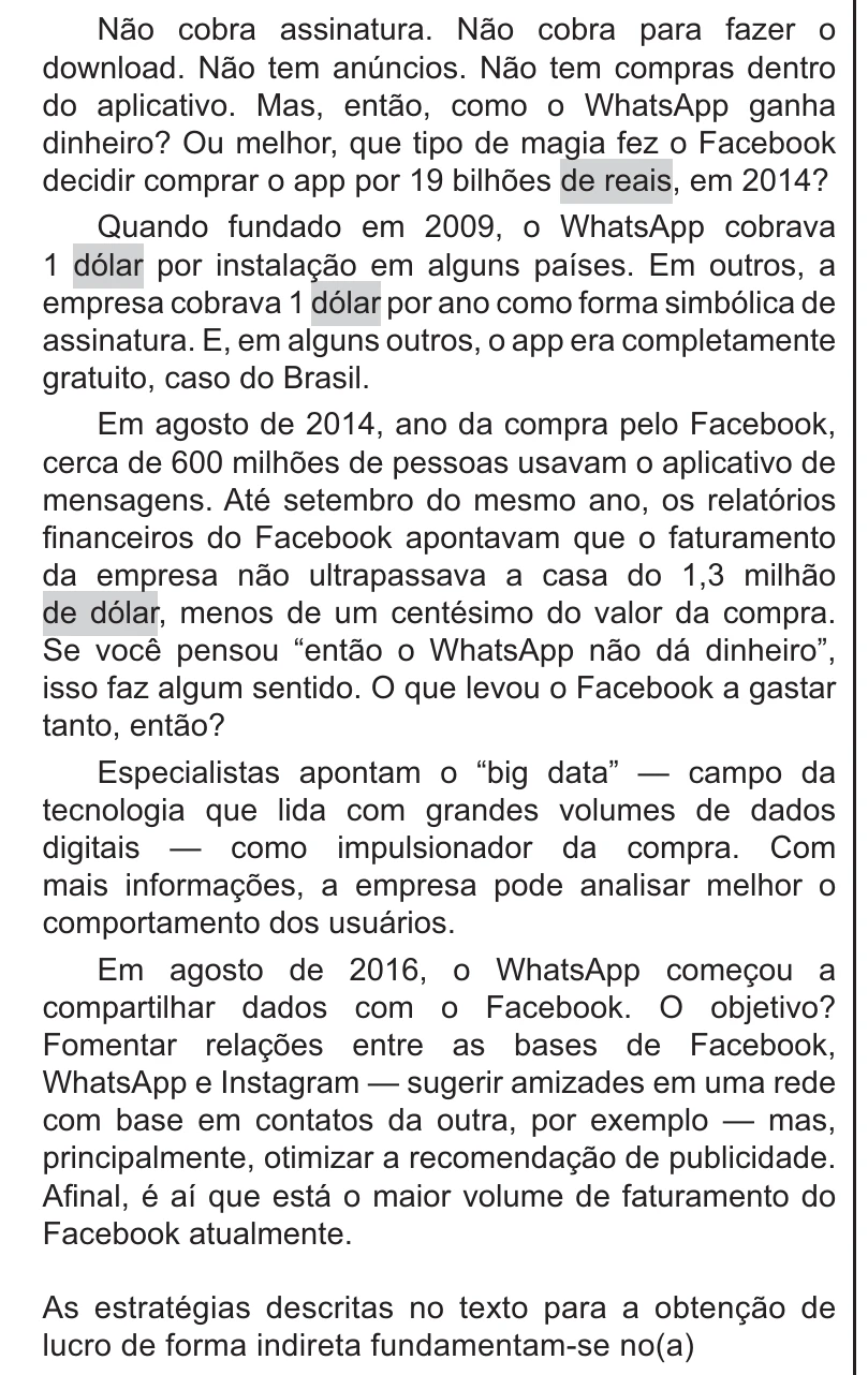 Enunciado original completo da questão 42 do ENEM 2021 - 1º Dia – Caderno 9 – Laranja (braile e ledor) – Reaplicação/PPL/Segunda Oportunidade, página 20.