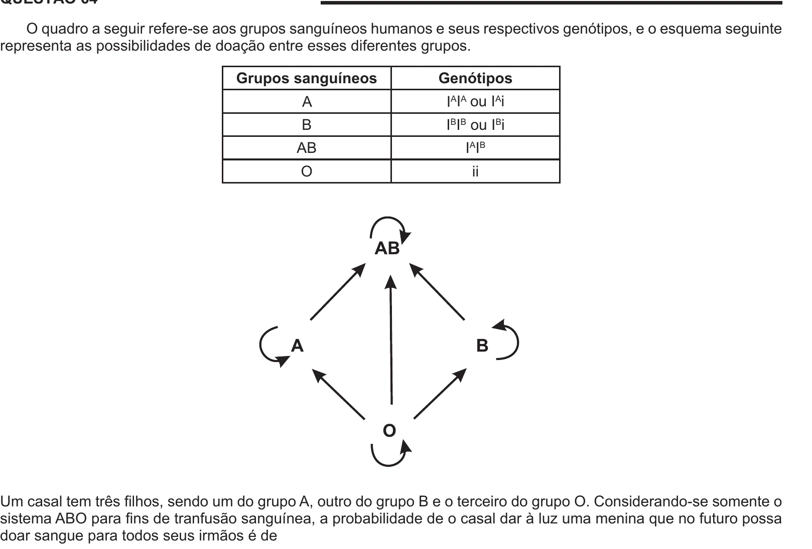 Enunciado original completo da questão 64 do ENEM 2014 - 1º Dia – Caderno 3 – Branco – Terceira aplicação, página 22.