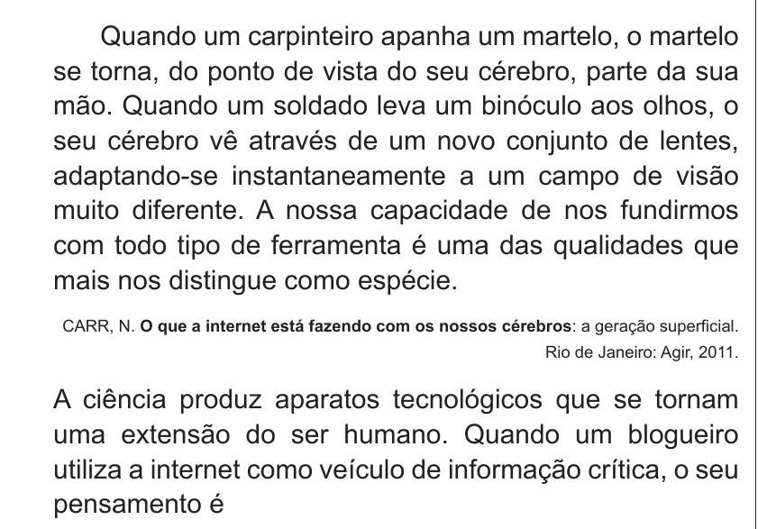 Enunciado original completo da questão 20 do ENEM 2014 - 1º Dia – Caderno 3 – Branco – Terceira aplicação, página 8.
