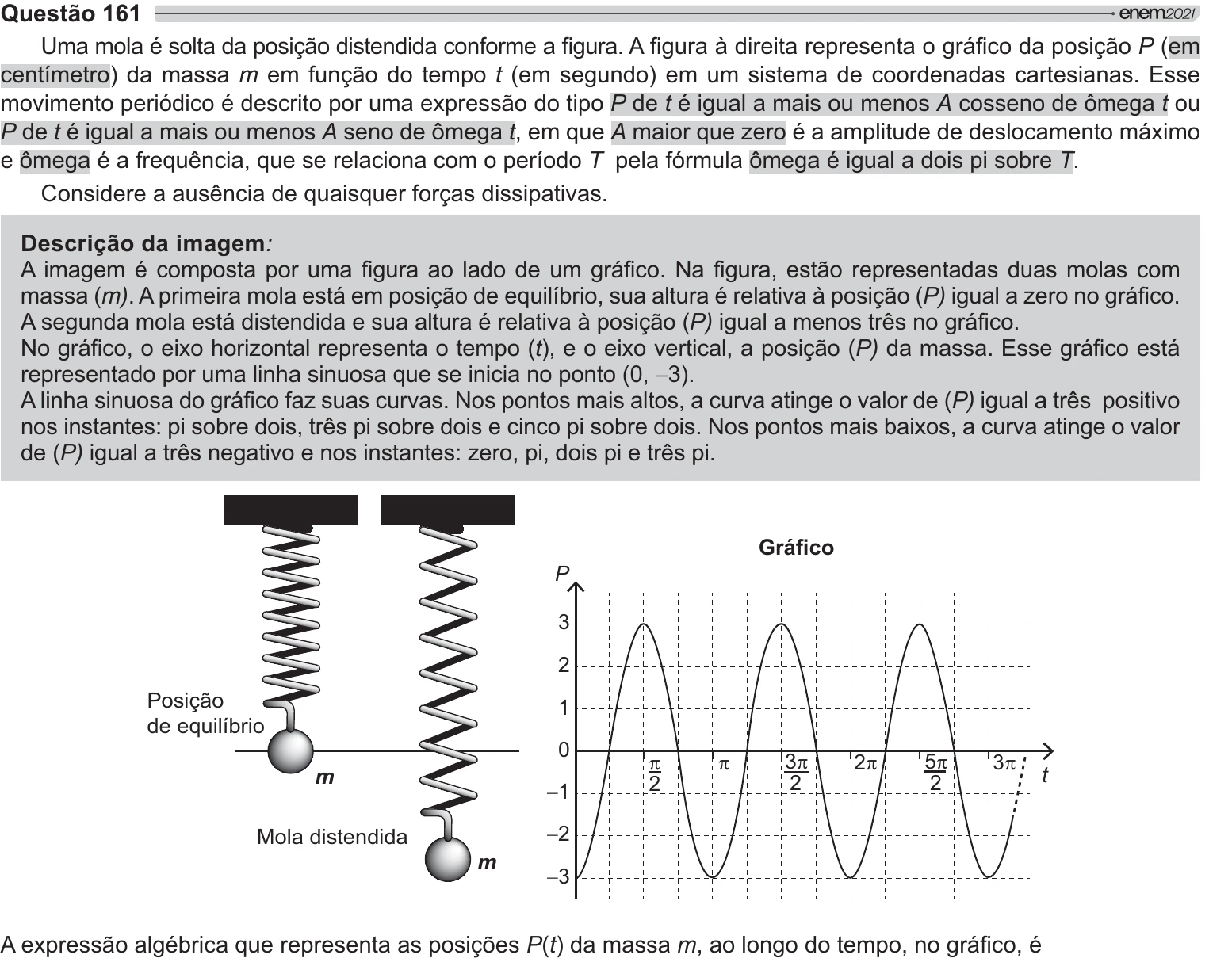 Enunciado original completo da questão 161 do ENEM 2021 - 2º Dia – Caderno 11 – Laranja (braile e ledor) – Aplicação Regular, página 25.