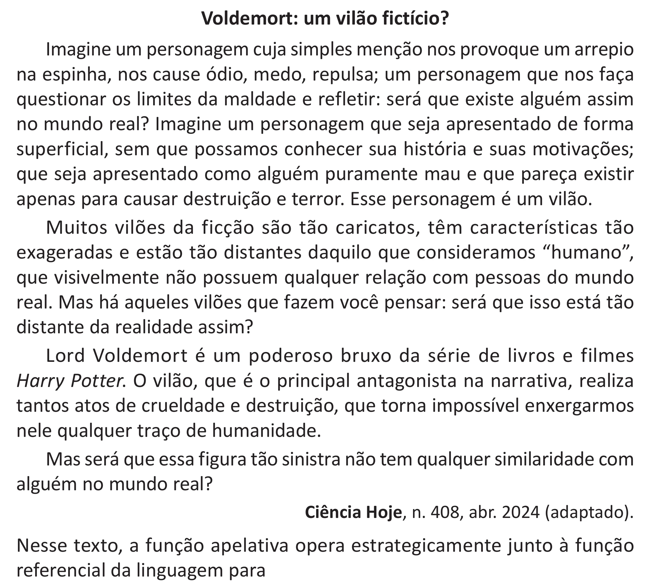 Enunciado original completo da questão 40 do ENEM 2025 - 1º Dia – Caderno 9 – Laranja (Braile e ledor) – Aplicação Regular - (Superampliada) - Belém, Ananindeua e Marituba, página 47.